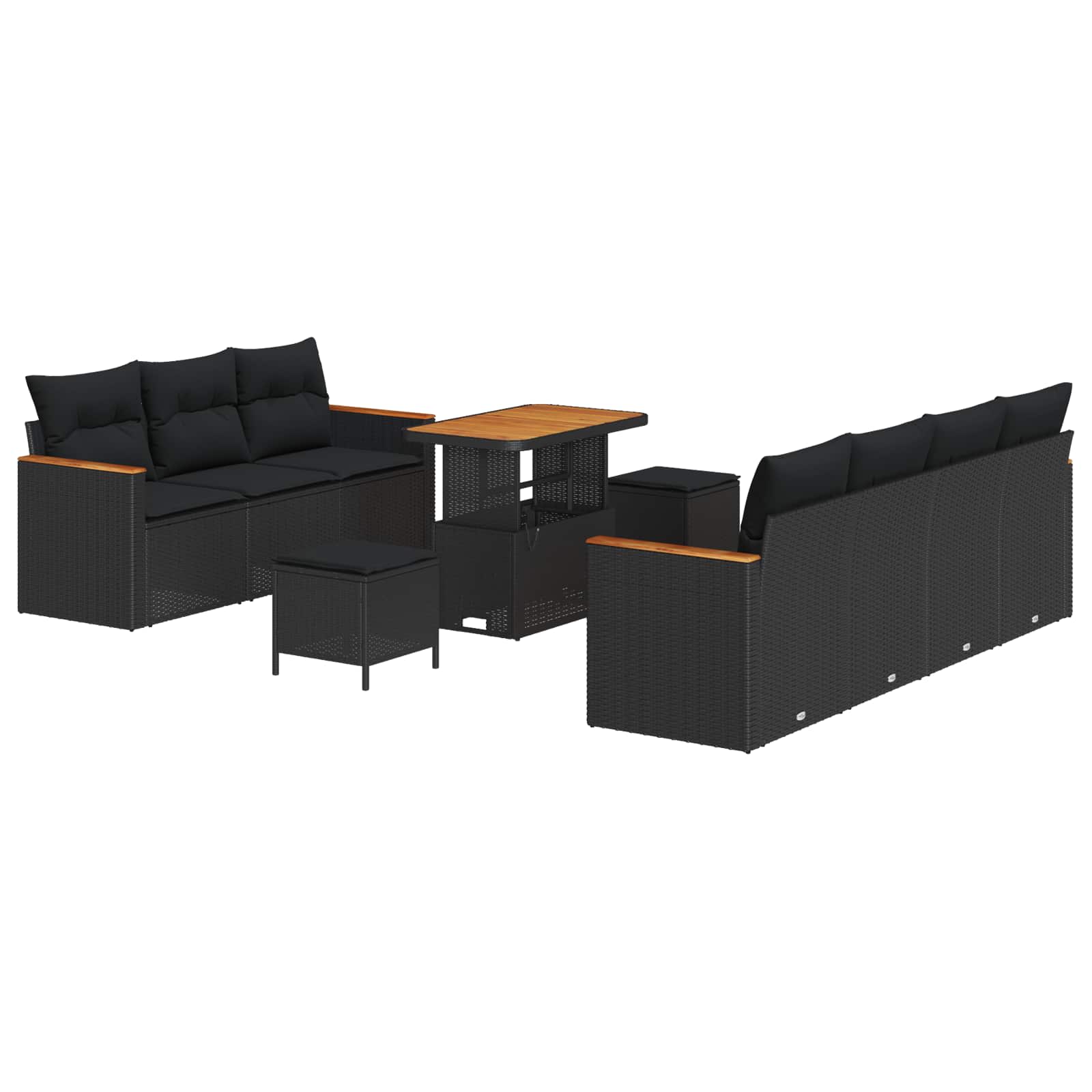 Garden Sofa Set 10 pcs Black Poly Rattan