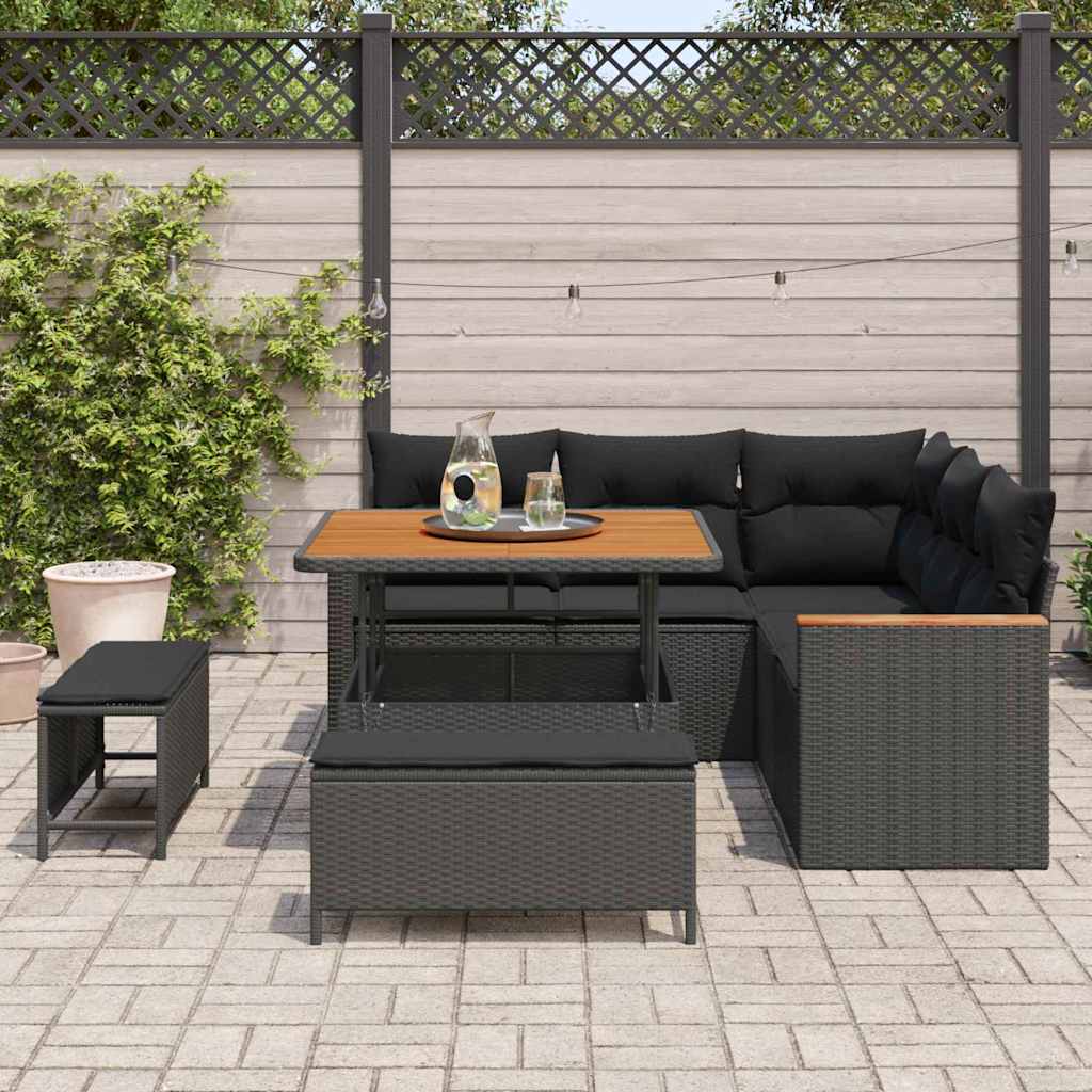 Garden Sofa Set with Cushion 8 pcs Black Poly rattan