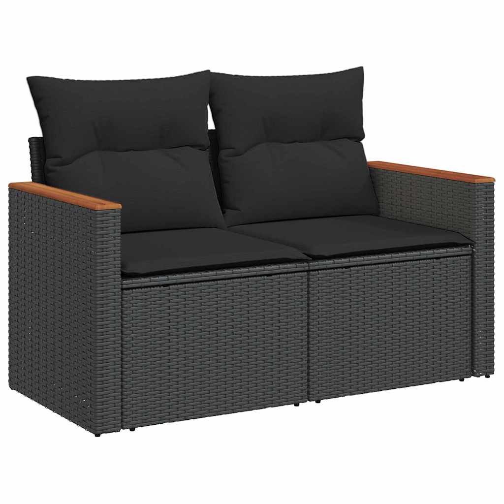Garden Sofa Set with Cushion 8 pcs Black Poly rattan