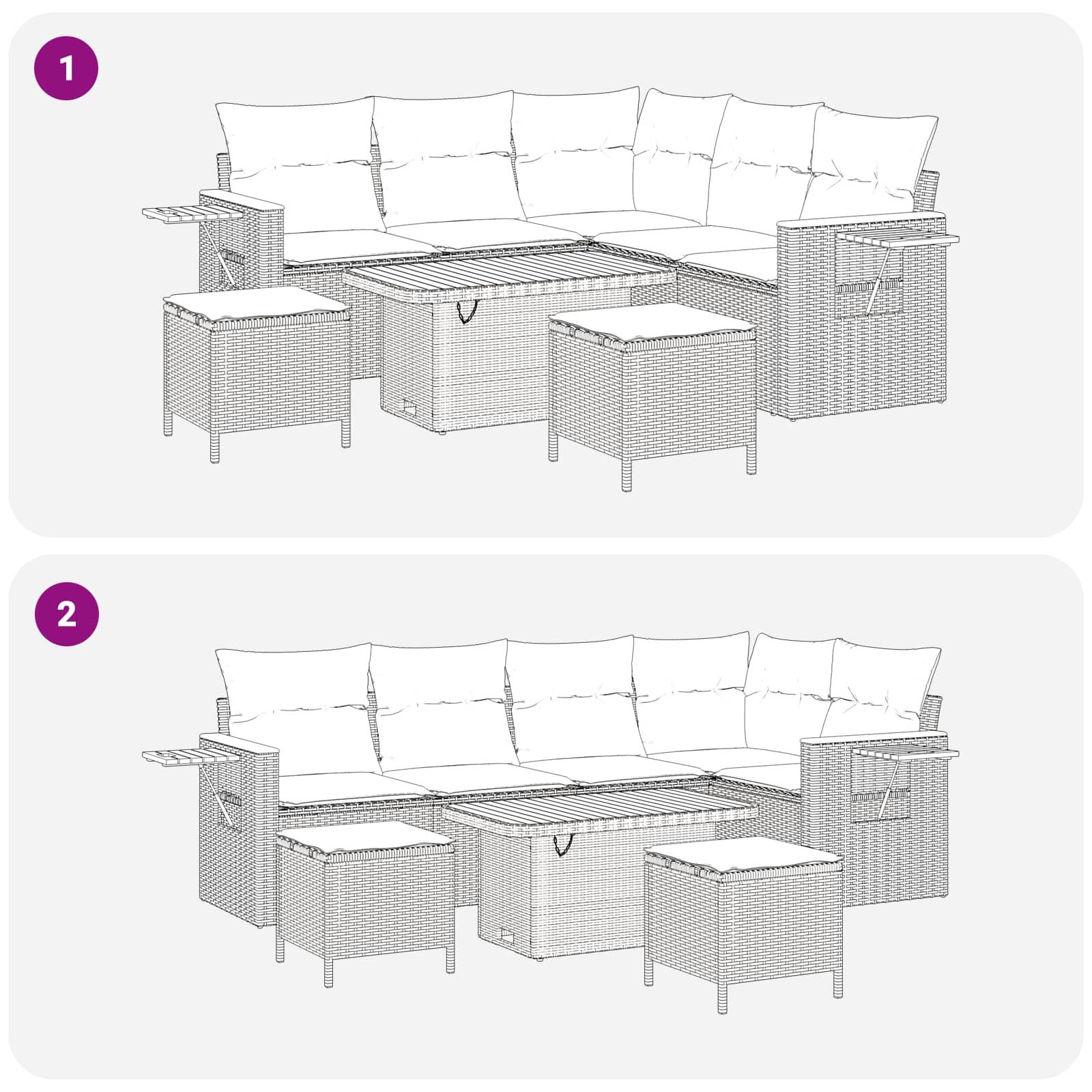 Garden Sofa Set 8 pcs Black Poly Rattan