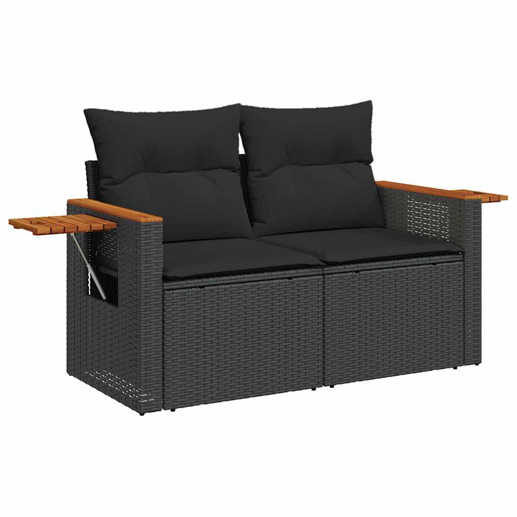 Garden Sofa Set with Cushion Manual 8 pcs Black 90 x 55 x 71 cm