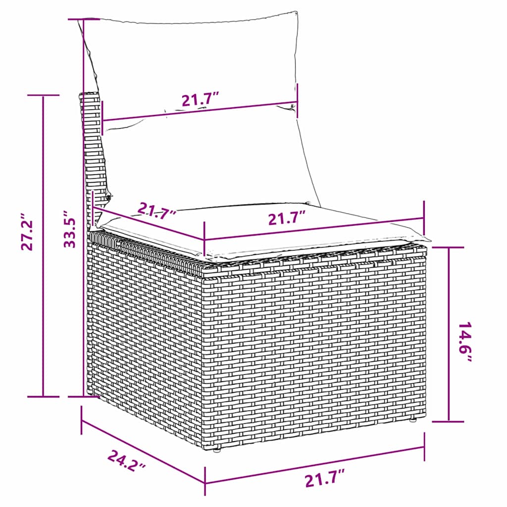 Garden Sofa Set with Cushion Manual 8 pcs Black 90 x 55 x 71 cm