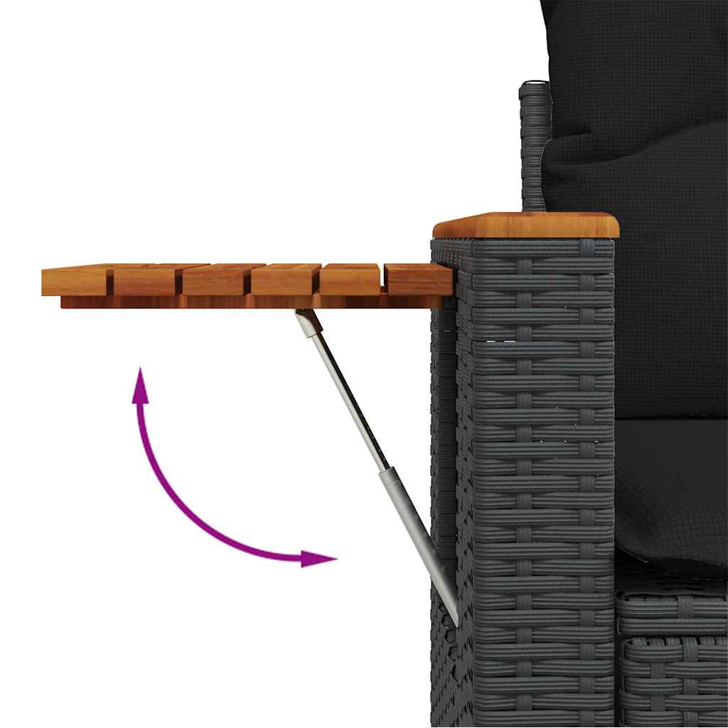 Garden Sofa Set with Cushion Manual 9 pcs Black 90 x 55 x 71 cm