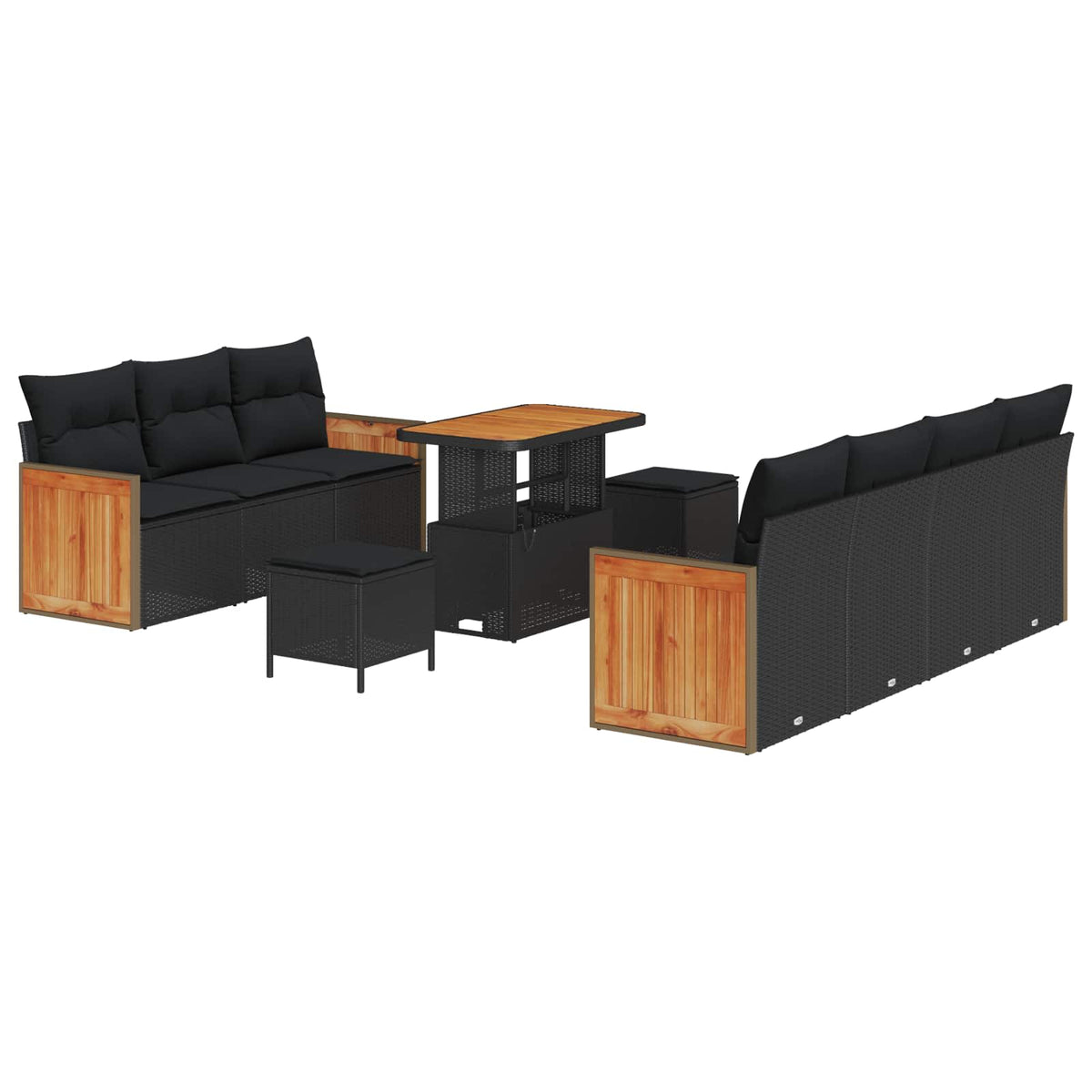 Garden Sofa Set with Cushion 10 pcs Black