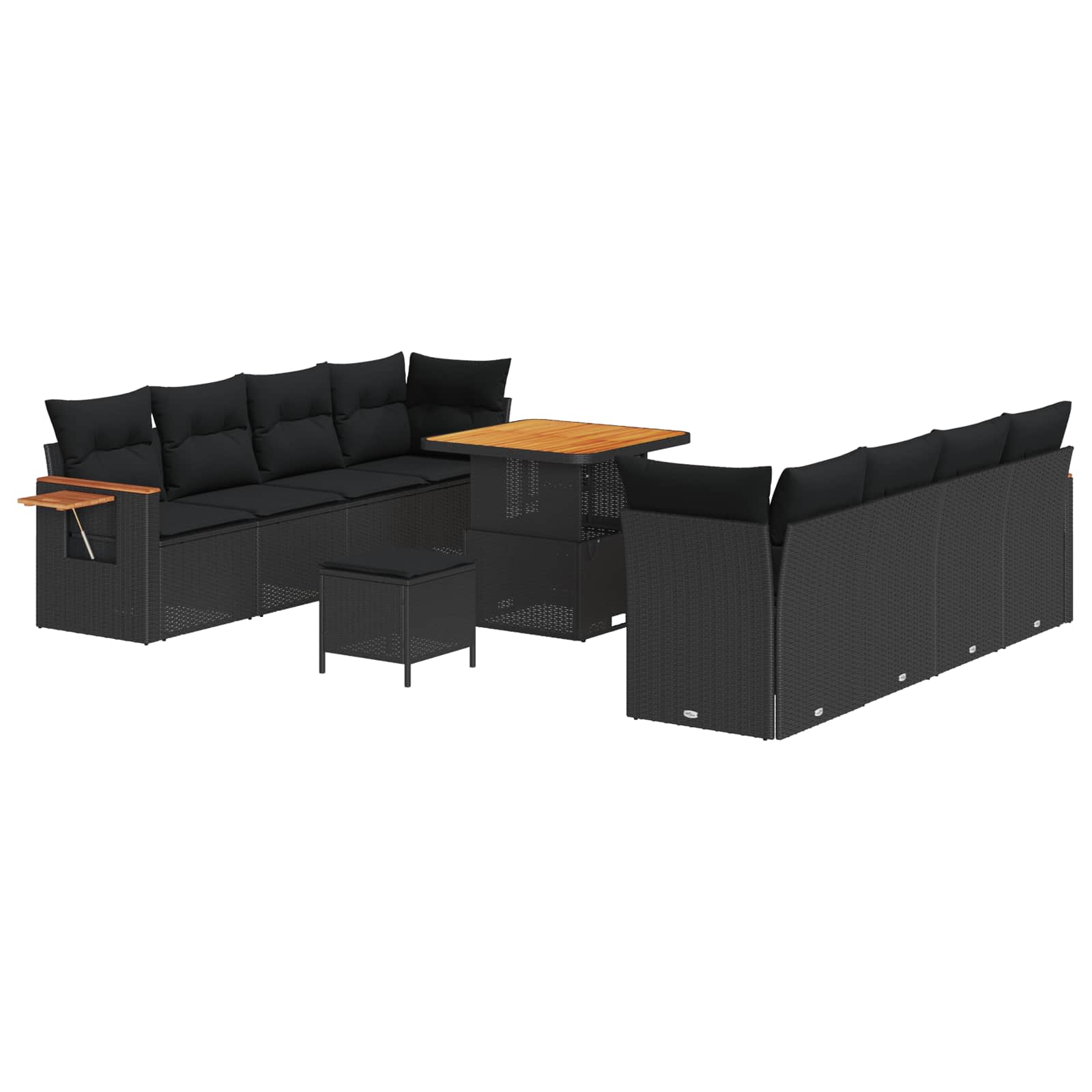 Garden Sofa Set with Cushion 11 pcs Black