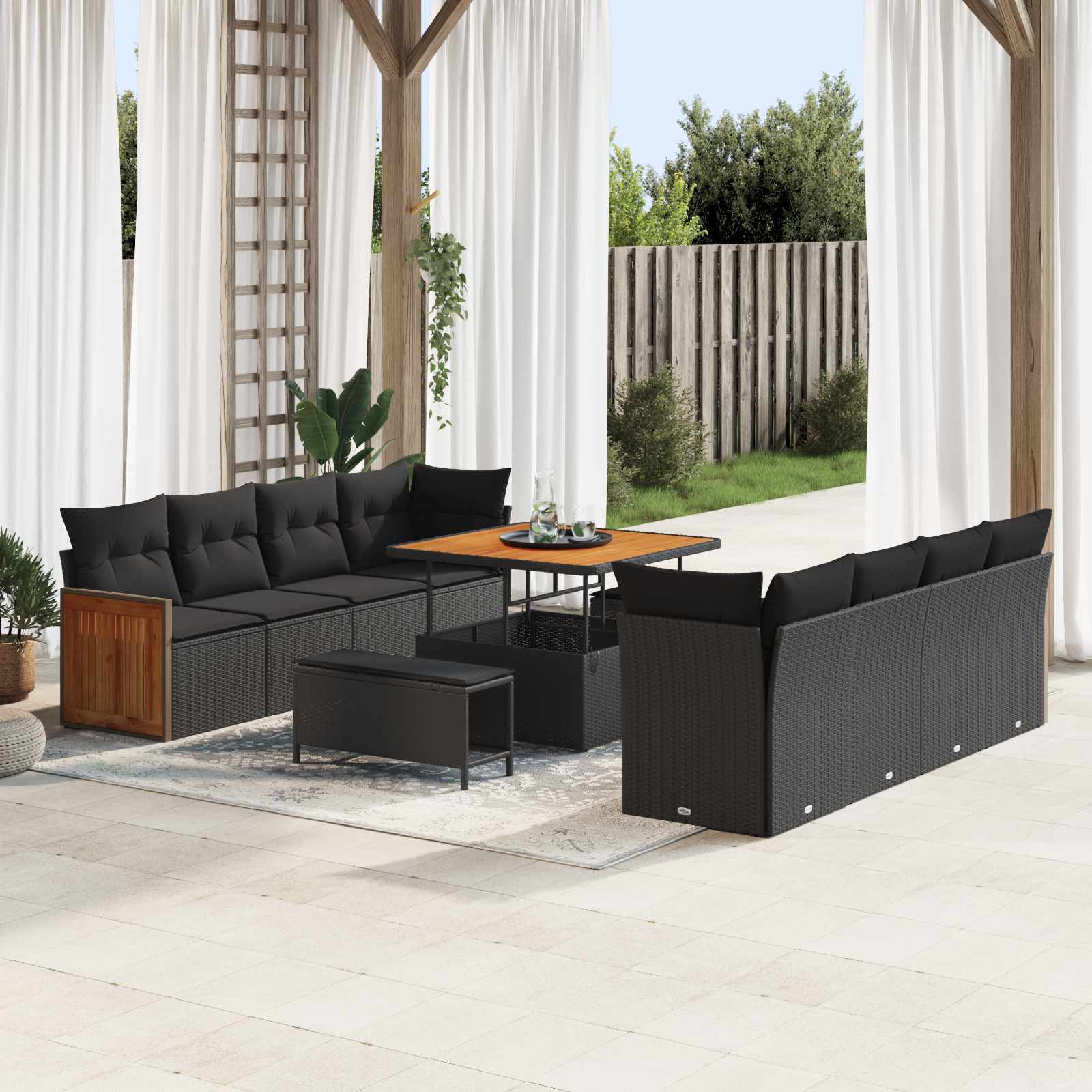 Garden Sofa Set 11 pcs 11-Seater Black