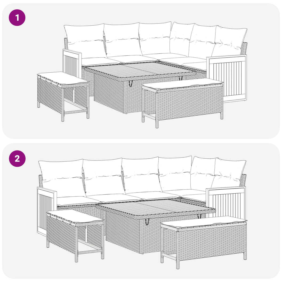 Garden Sofa Set 8 pcs Black Poly Rattan and Powder-Coated Steel