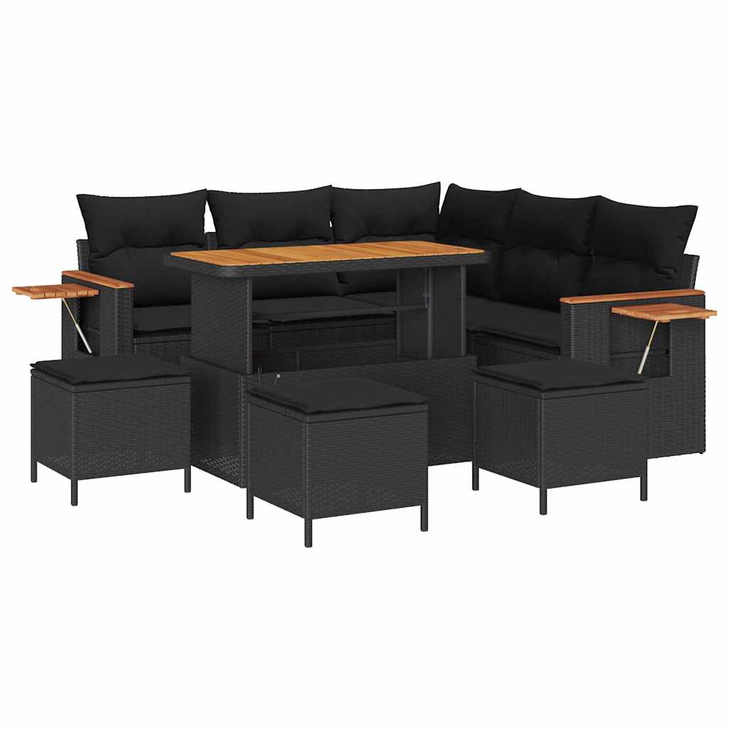 Garden Sofa Set with Cushion 9 pcs Black 110 x 55 x 71 cm
