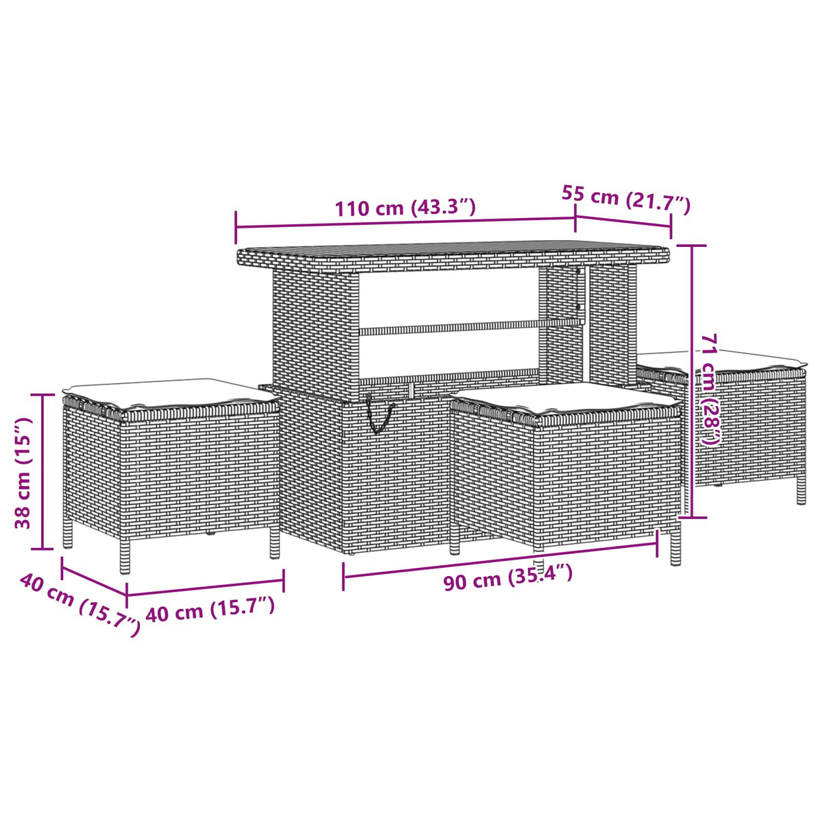 Garden Sofa Set 9 pcs Black Poly rattan and powder-coated steel