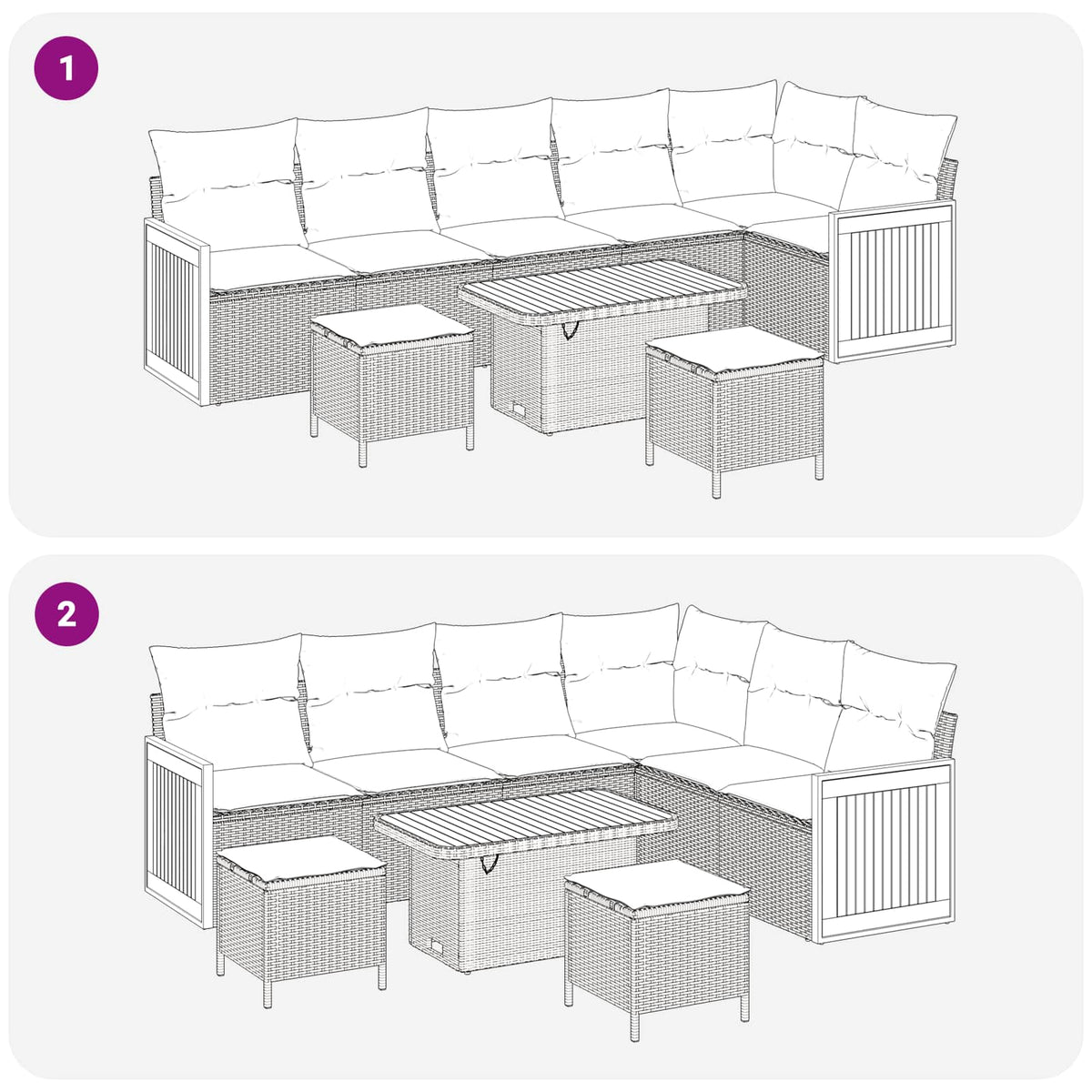 Garden Sofa Set 9 pcs Black Poly Rattan and Powder-Coated Steel