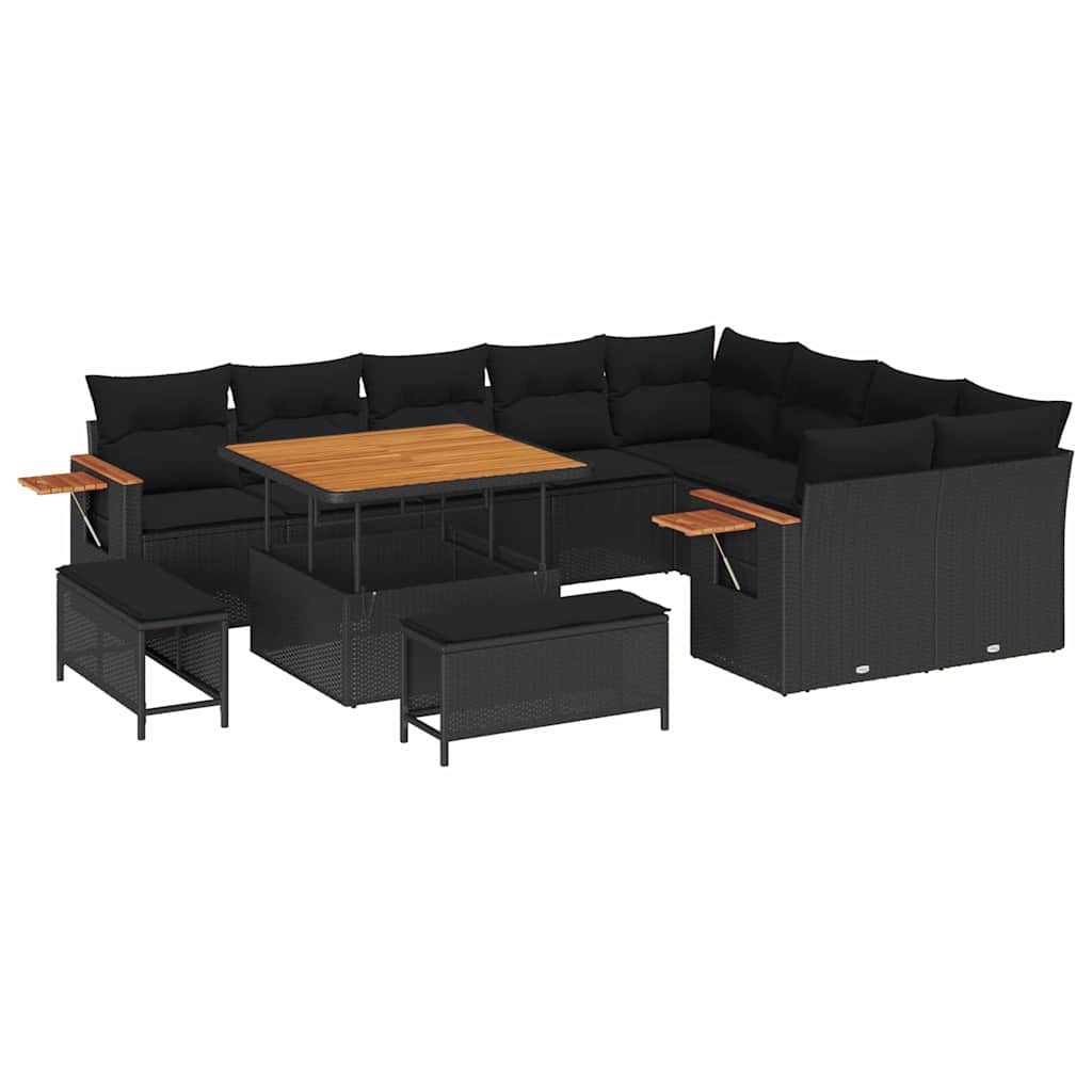 Garden Sofa Set with Cushion 12 pcs Black 100 x 100 x 71 cm