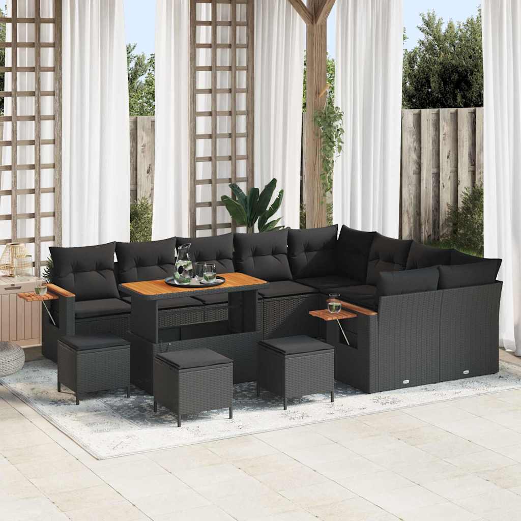 Garden Sofa Set with Cushion 13 pcs Black 110 x 55 x 71 cm