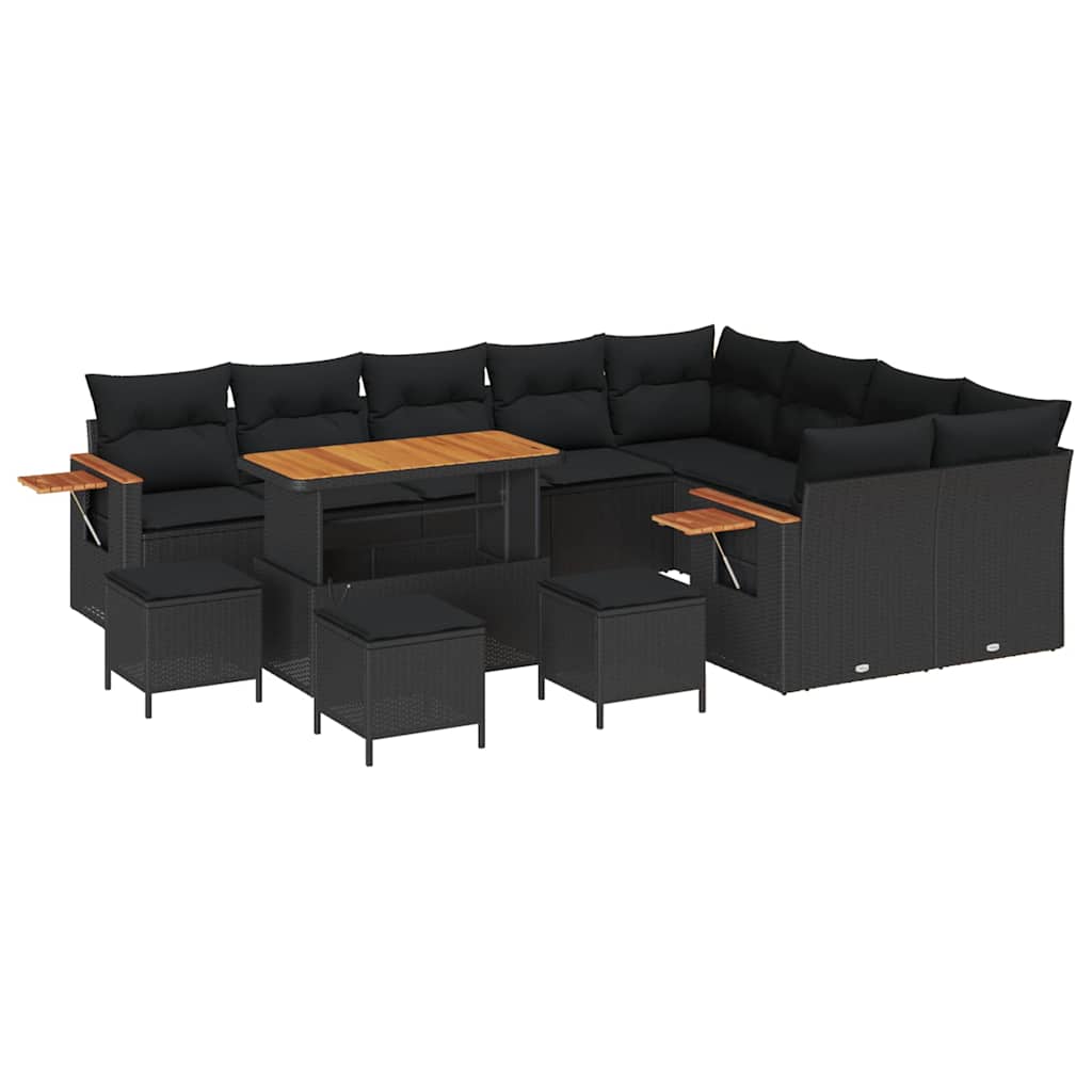 Garden Sofa Set with Cushion 13 pcs Black 110 x 55 x 71 cm