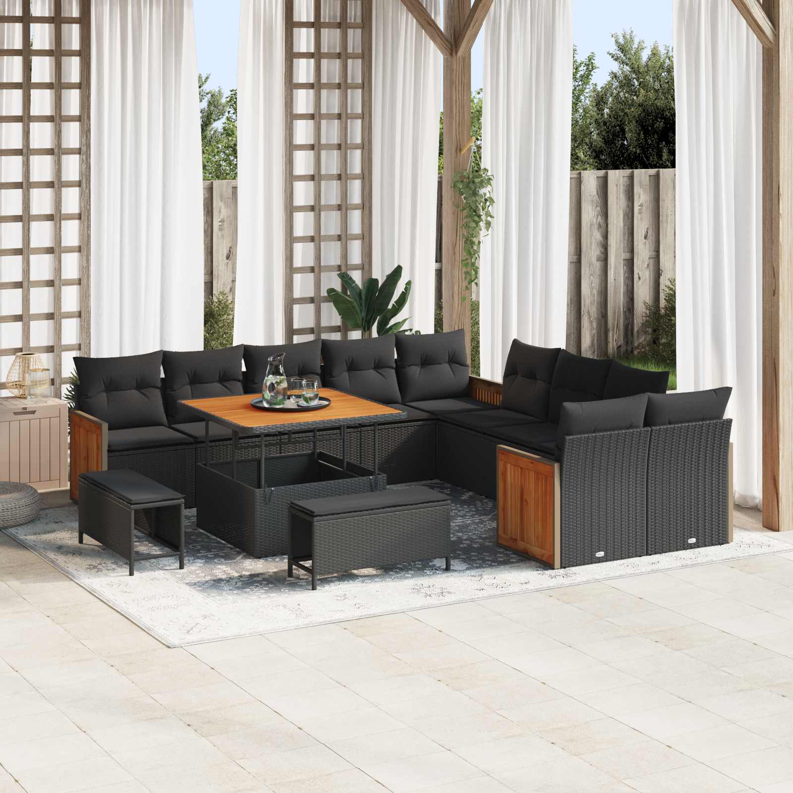 Garden Sofa Set 13 pcs 13-Seater Black