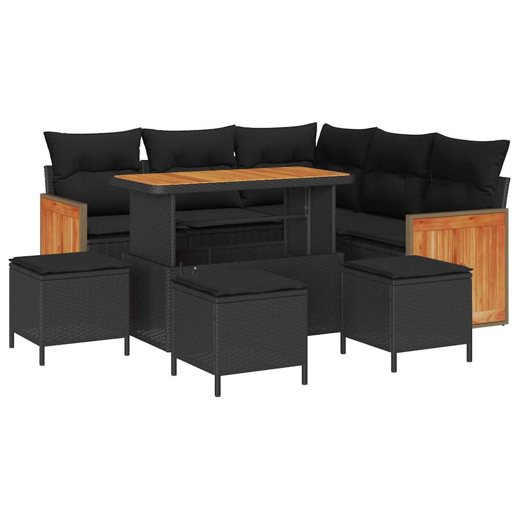 Garden Sofa Set with Cushion 9 pcs Black 110 x 55 x 71 cm