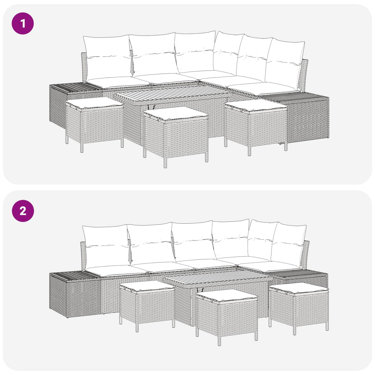 Garden Sofa Set 9 pcs Black Poly Rattan and Powder-coated Steel
