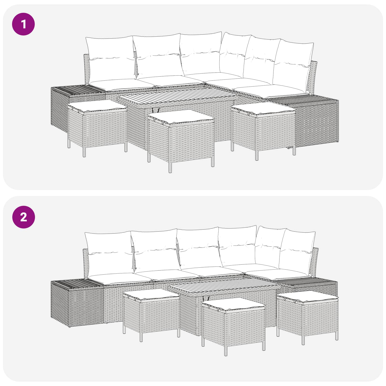 Garden Sofa Set 9 pcs Black Poly Rattan and Powder-coated Steel