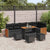 Garden Sofa Set with Cushion 10 pcs Black 110 x 55 x 71 cm