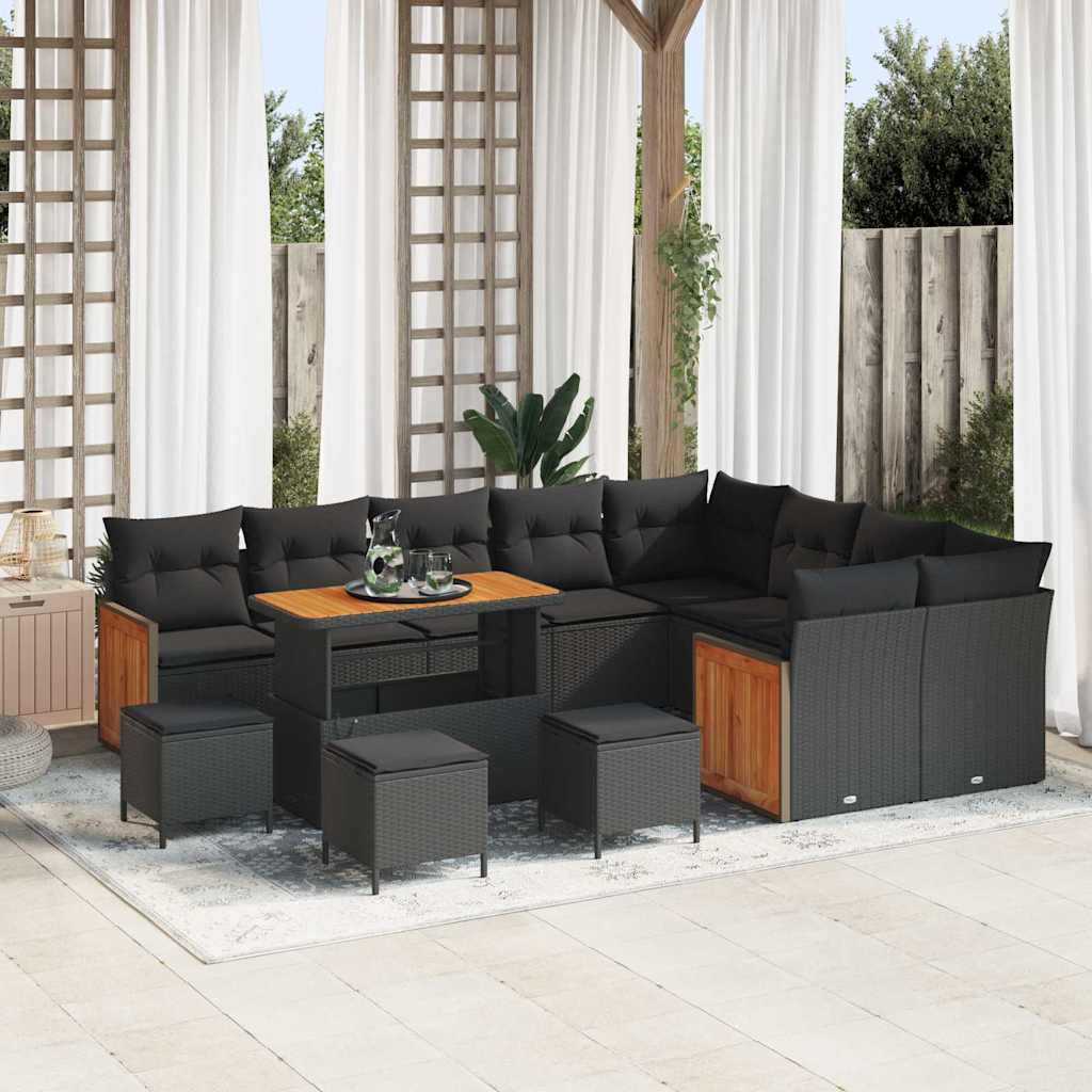 Garden Sofa Set with Cushion 13 pcs Black 110 x 55 x 71 cm