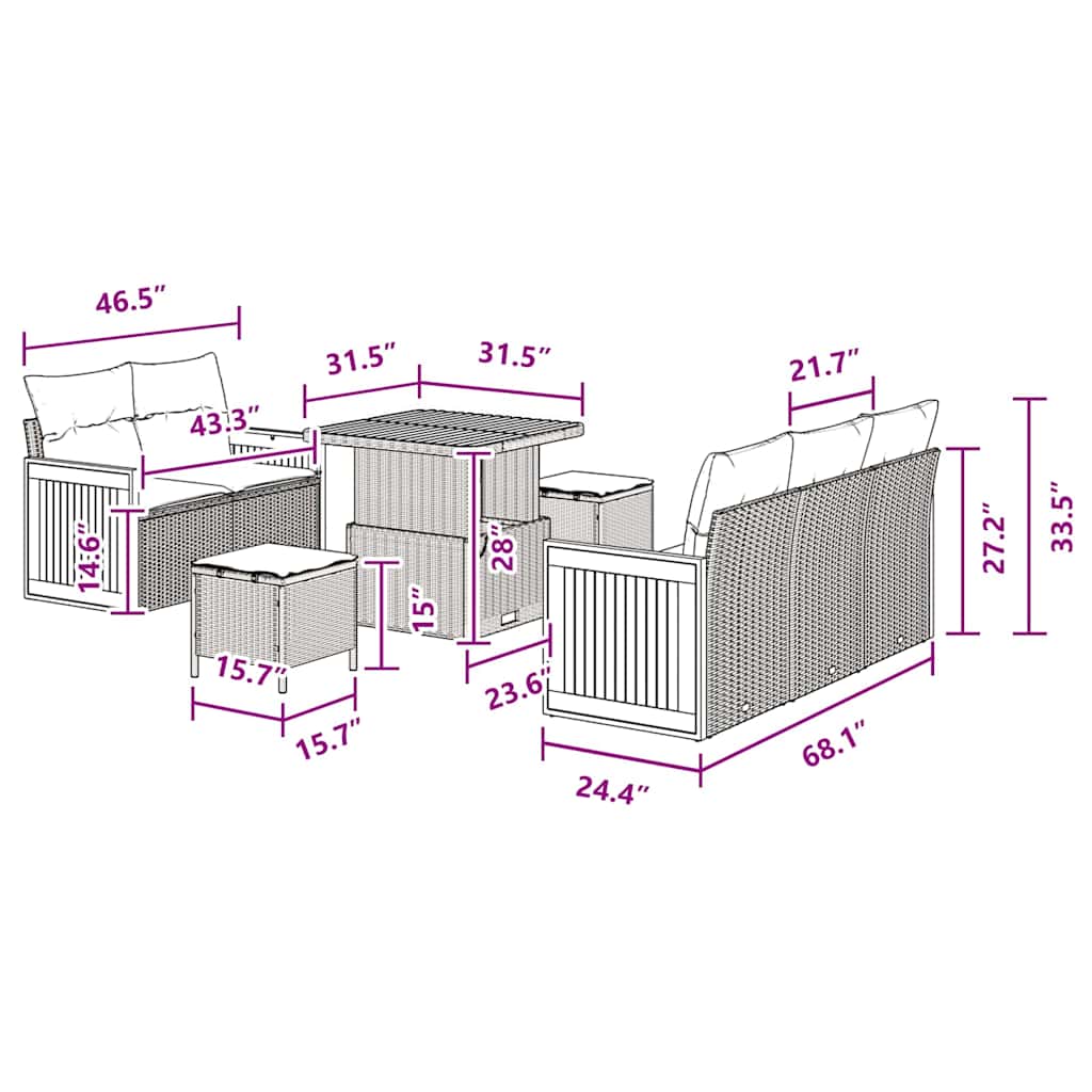 Garden Sofa Set with Cushion 13 pcs Black