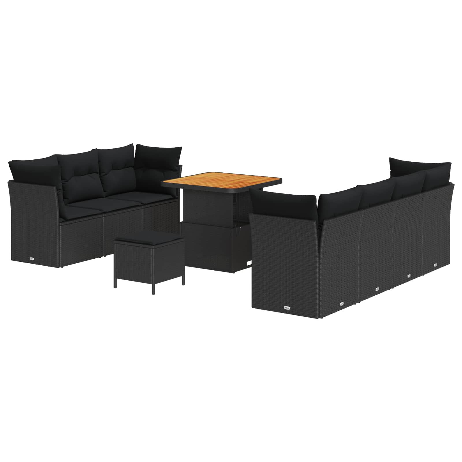 Garden Sofa Set with Cushion with Storage Manual 10 pcs Black