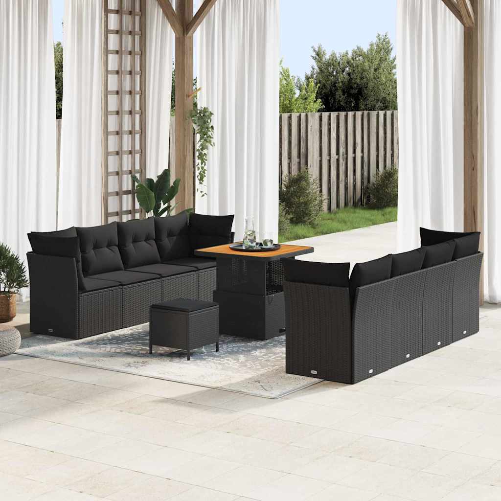 Garden Sofa Set with Cushion with Storage Manual 11 pcs Black