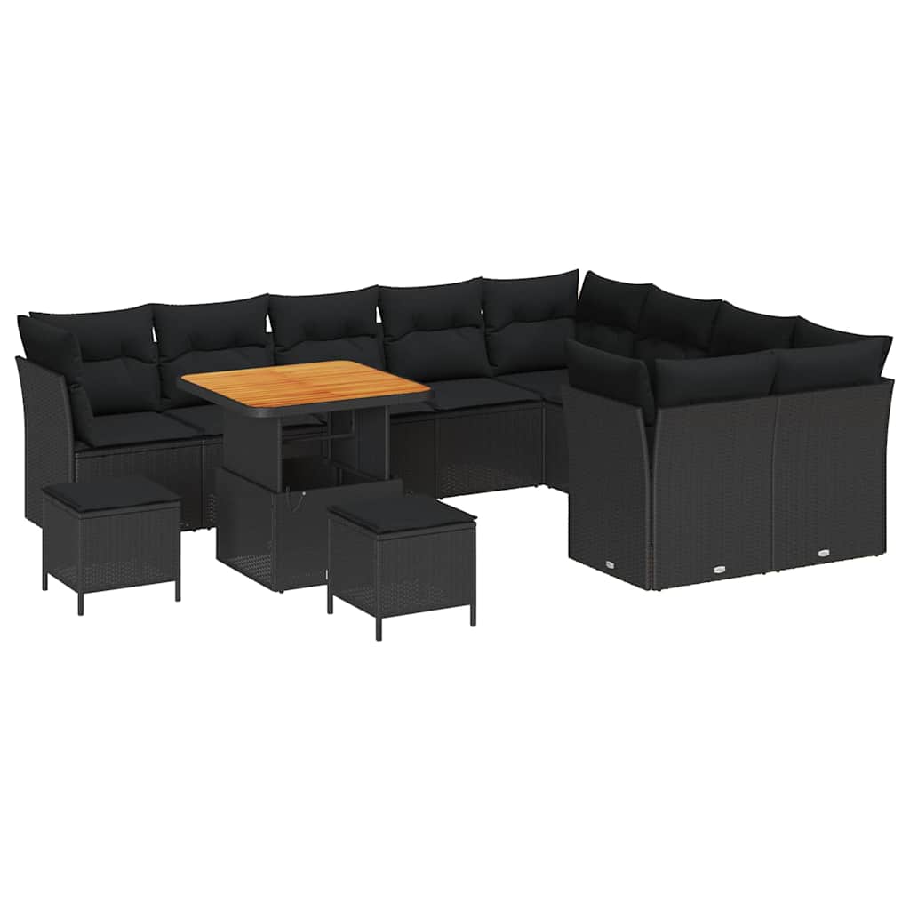 Garden Sofa Set with Cushion 12 pcs Black 80 x 80 x 71 cm