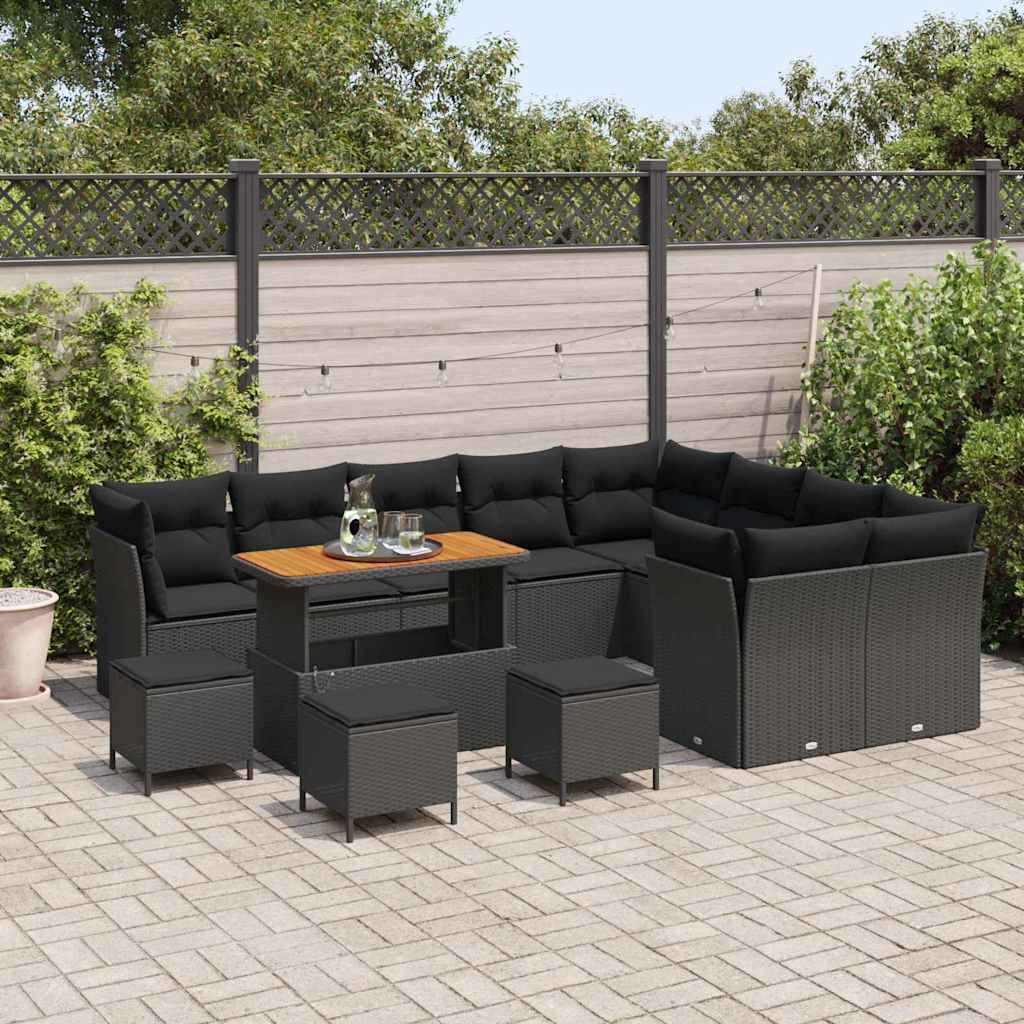 Garden Sofa Set with Cushion 13 pcs Black 110 x 55 x 71 cm