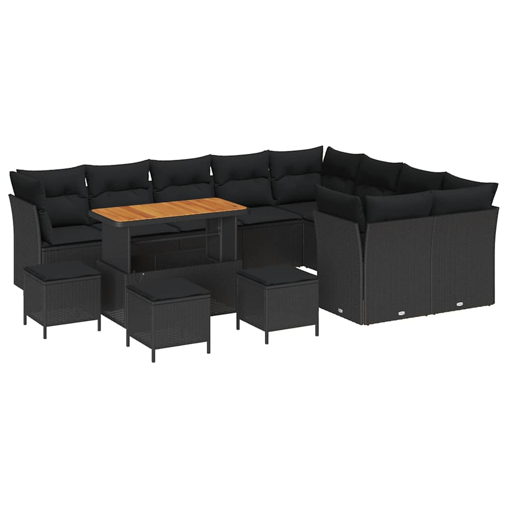 Garden Sofa Set with Cushion 13 pcs Black 110 x 55 x 71 cm
