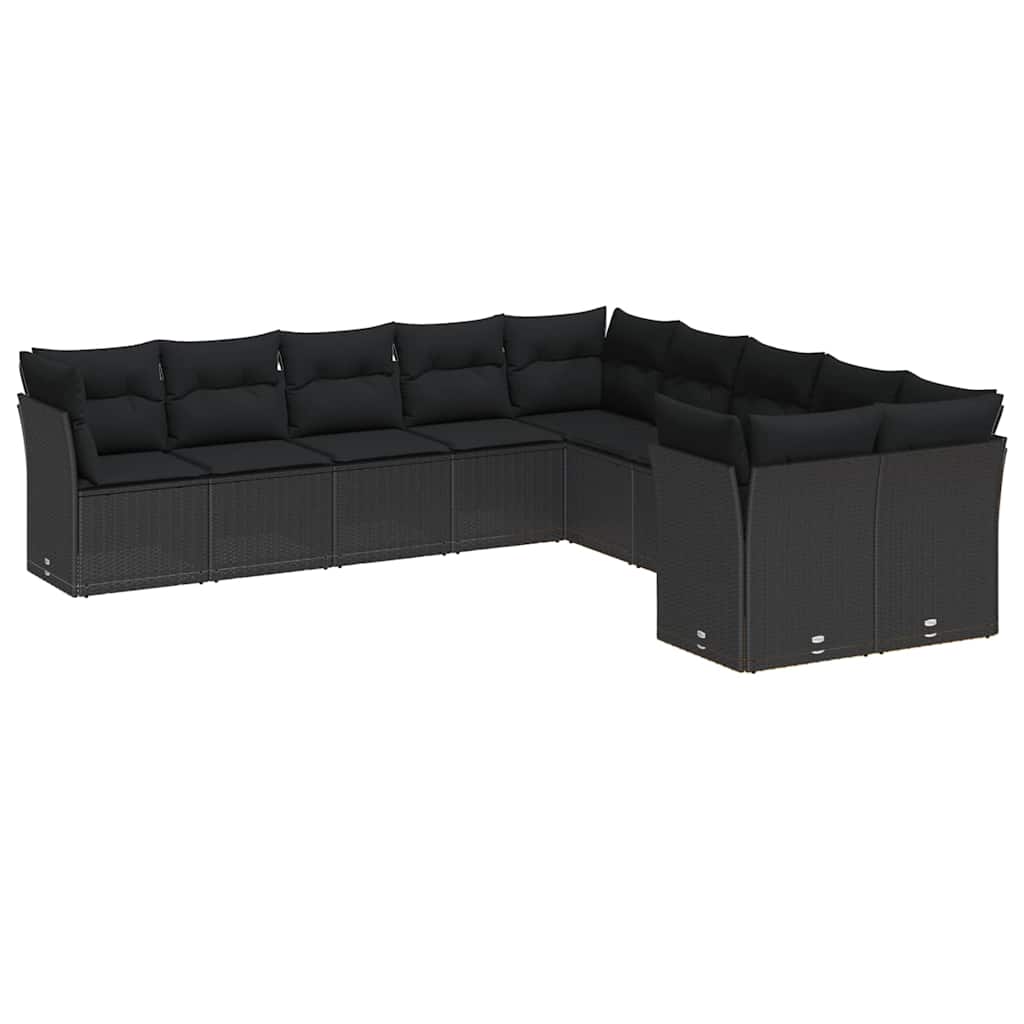 Garden Sofa Set with Cushion 13 pcs Black Poly Rattan