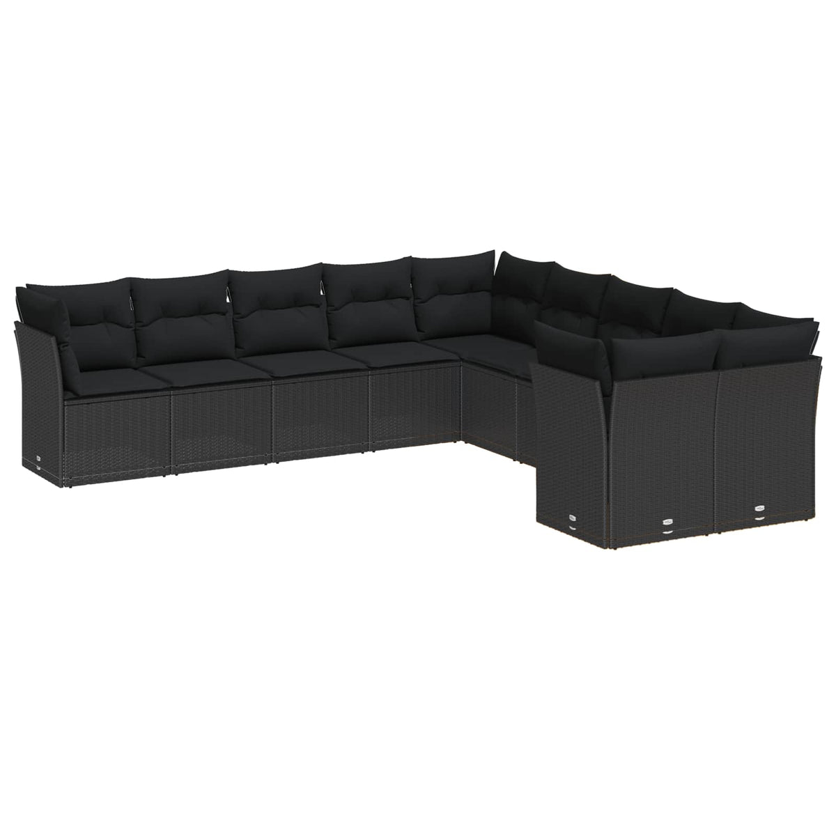 Garden Sofa Set with Cushion 13 pcs Black Poly Rattan
