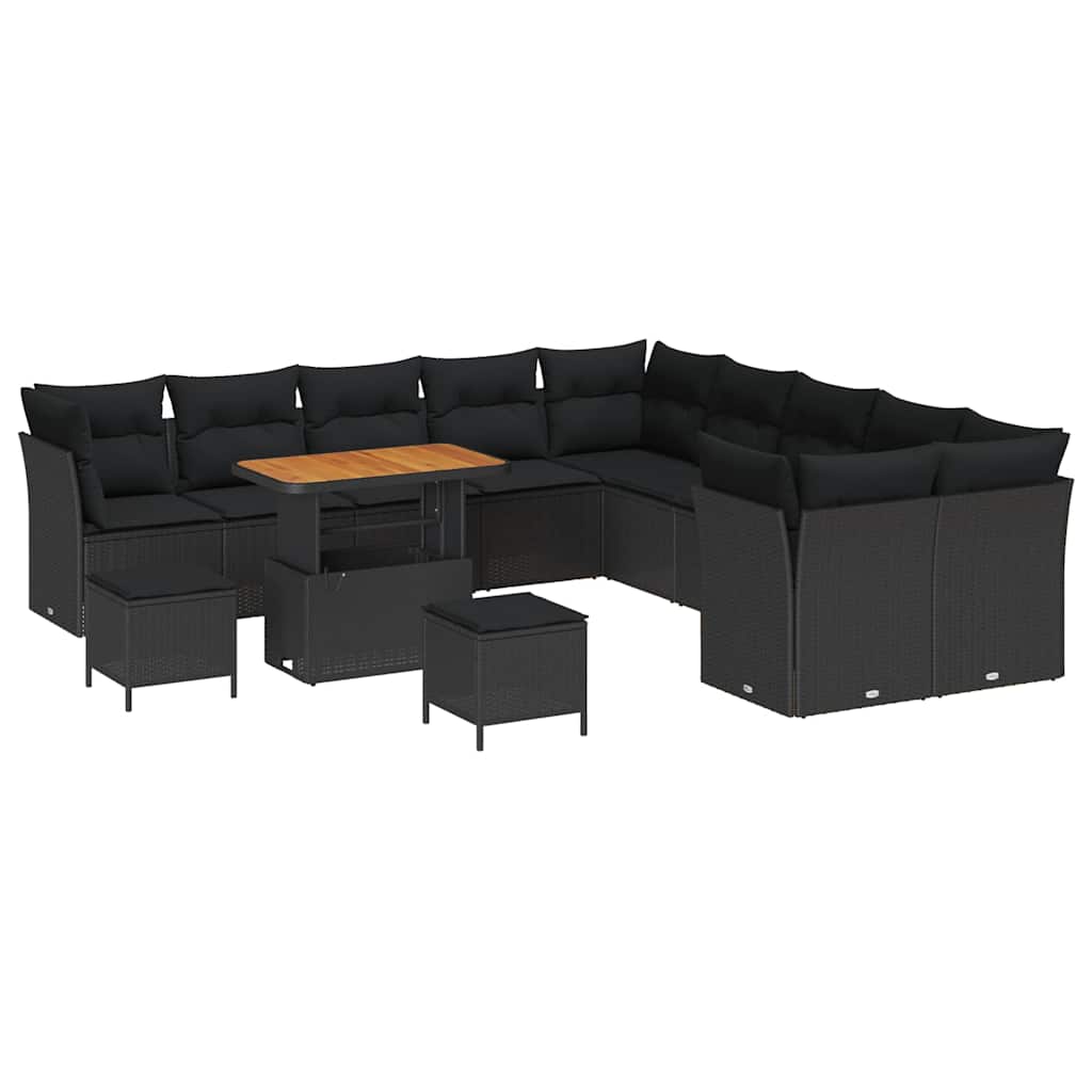 Garden Sofa Set with Cushion 13 pcs Black 90 x 55 x 71 cm