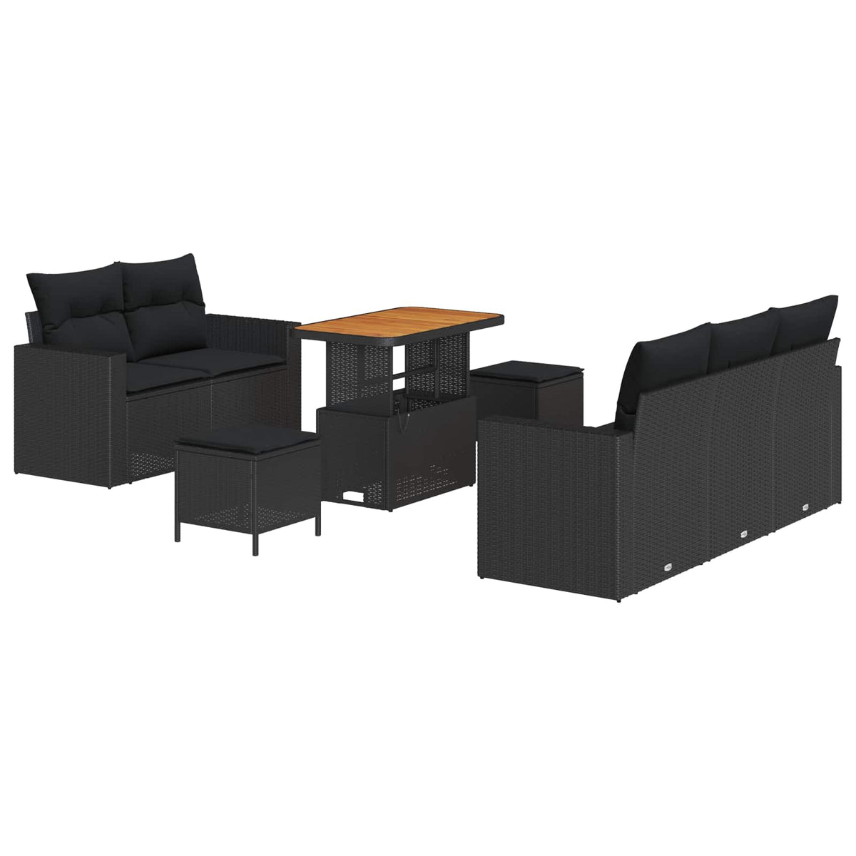 Garden Sofa Set with Cushion 8 pcs Black Poly Rattan
