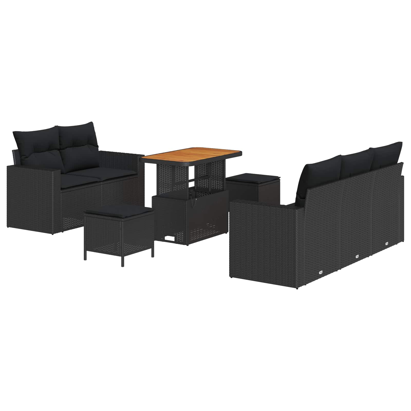 Garden Sofa Set with Cushion 8 pcs Black Poly Rattan