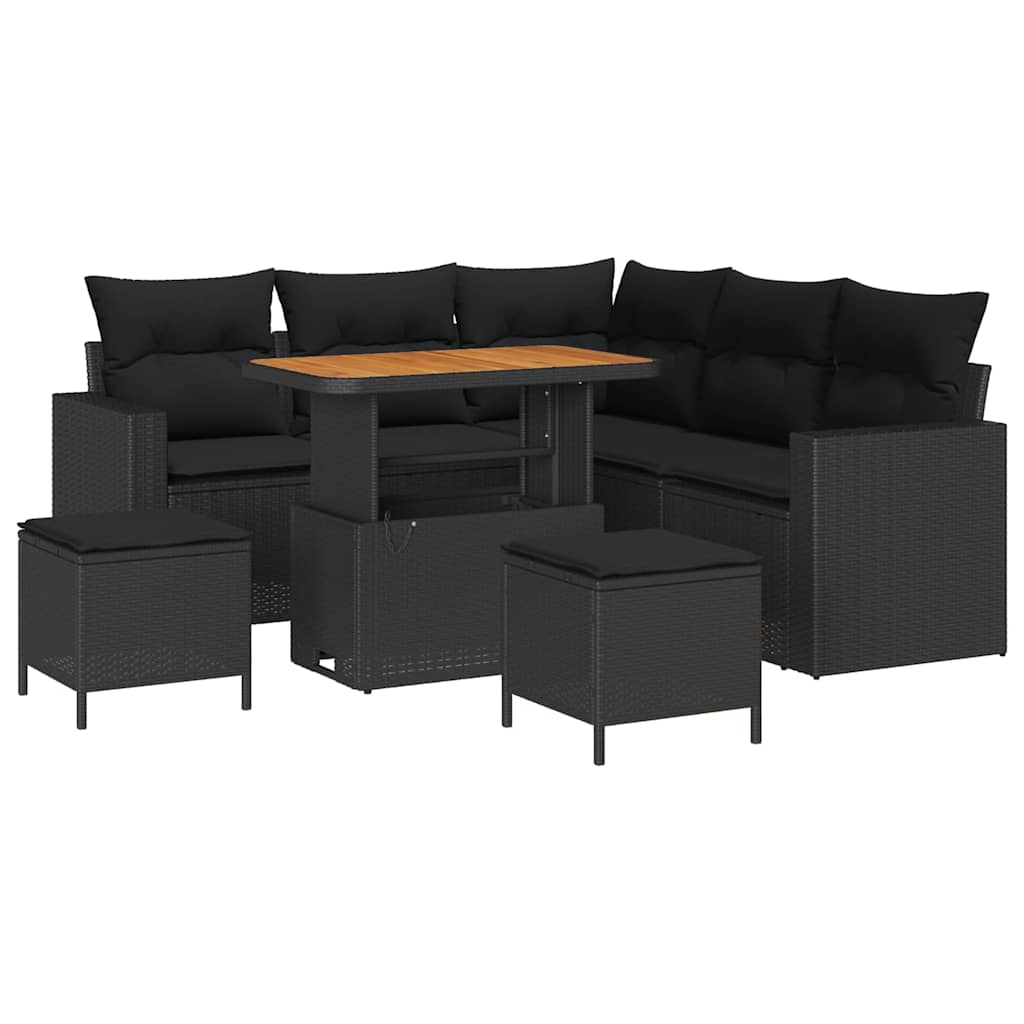 Garden Sofa Set with Cushion Manual 8 pcs Black 90 x 55 x 71 cm