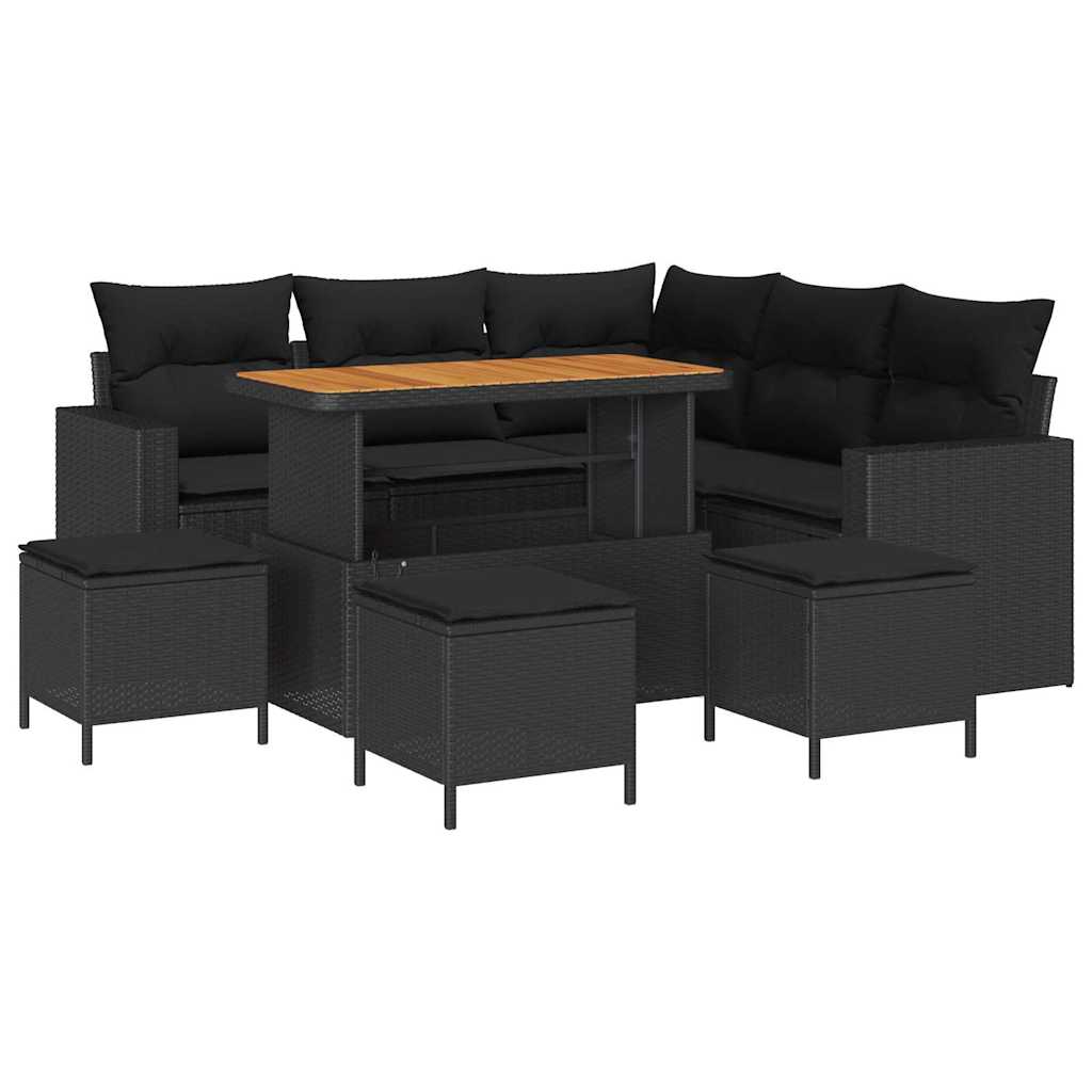 Garden Sofa Set with Cushion 9 pcs Black 110 x 55 x 71 cm