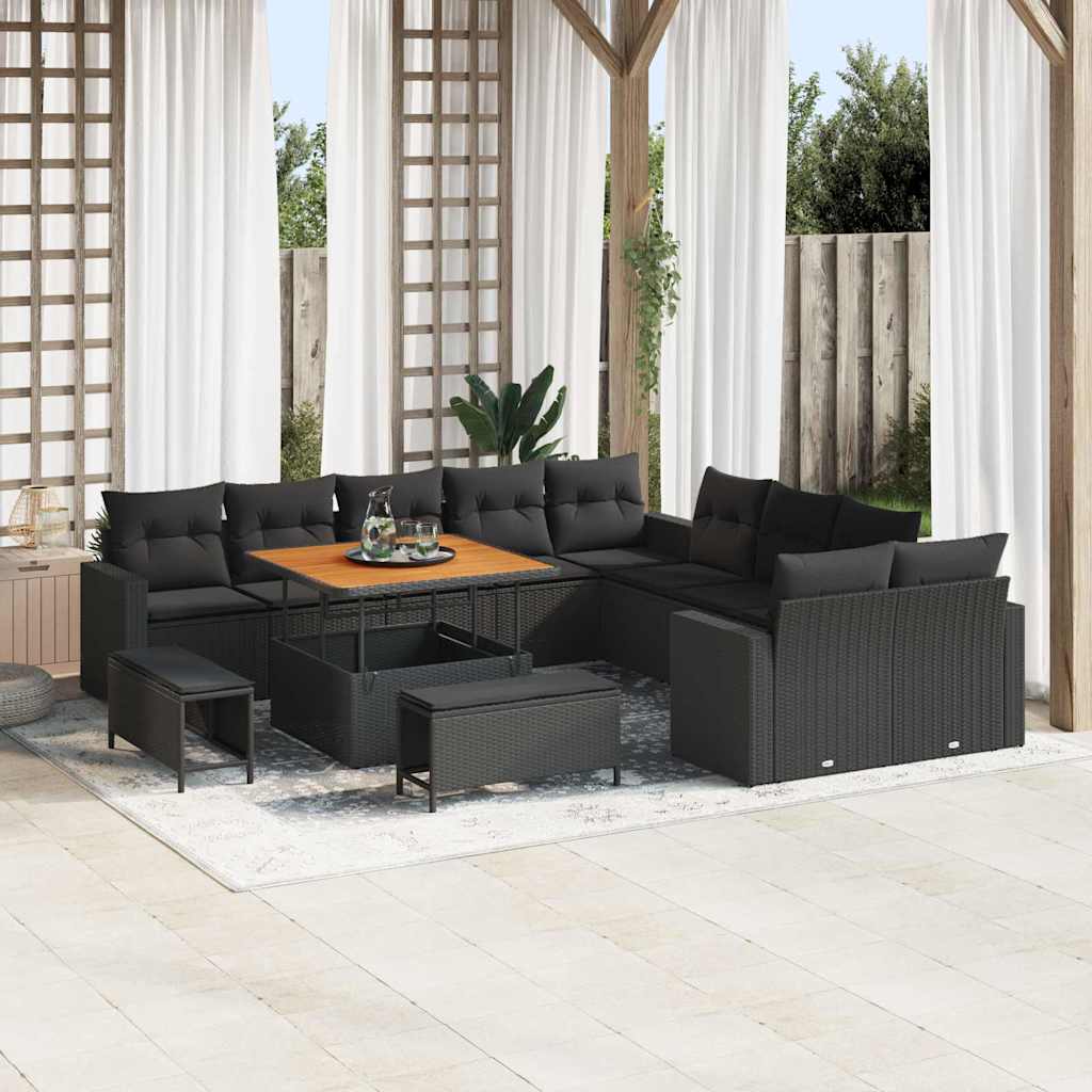Garden Sofa Set with Cushion 13 pcs Black 100 x 100 x 71 cm