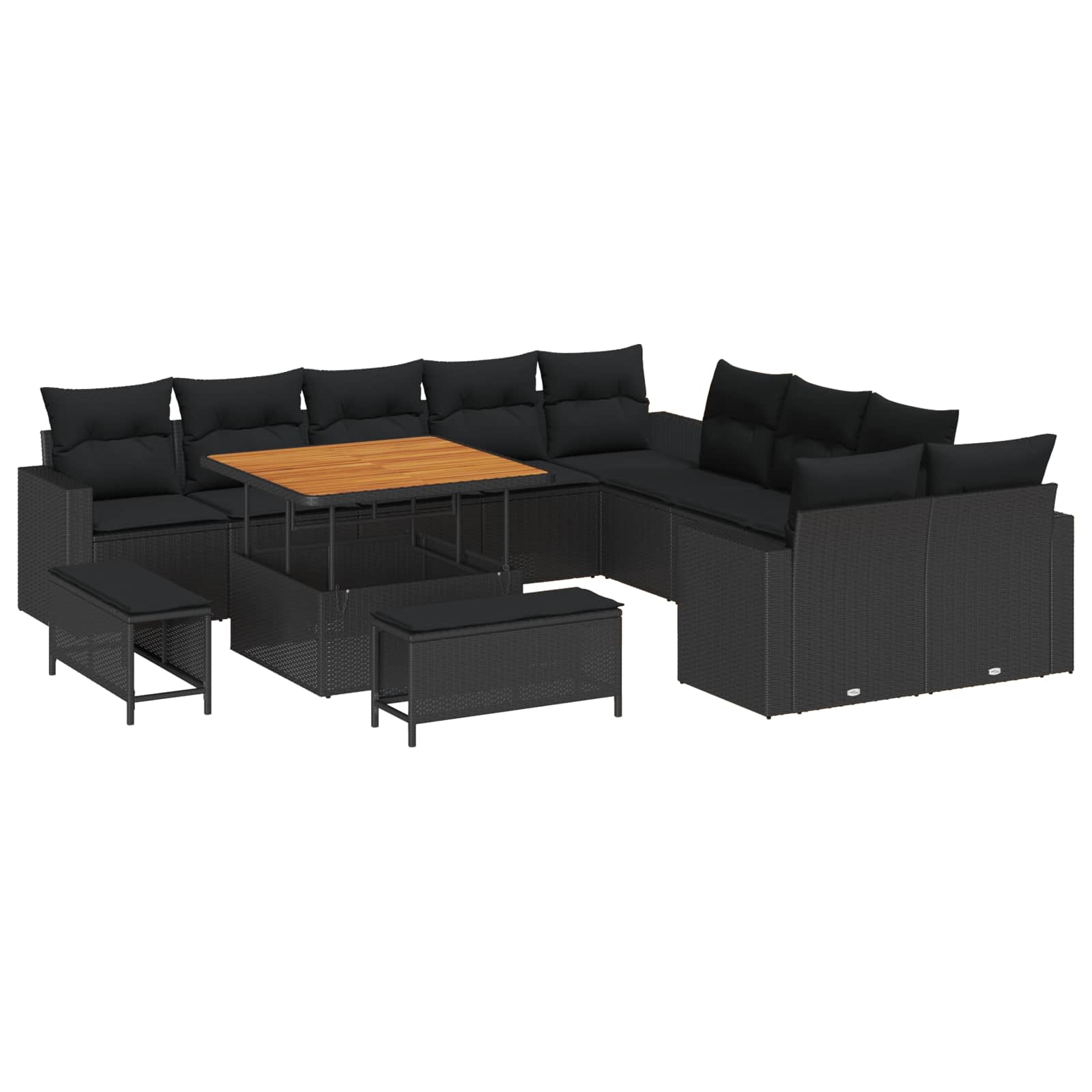 Garden Sofa Set with Cushion with Storage 13 pcs Black