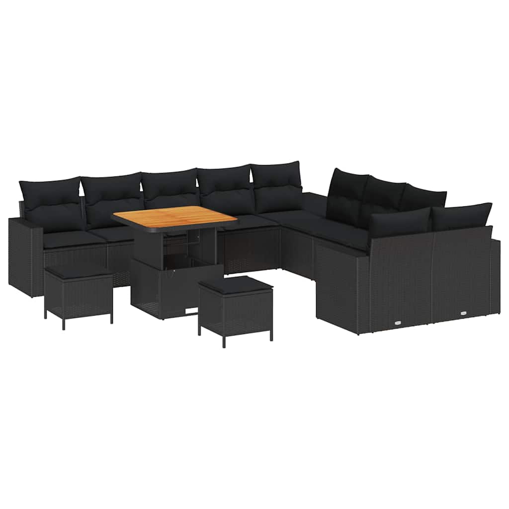 Garden Sofa Set with Cushion 13 pcs Black 80 x 80 x 71 cm