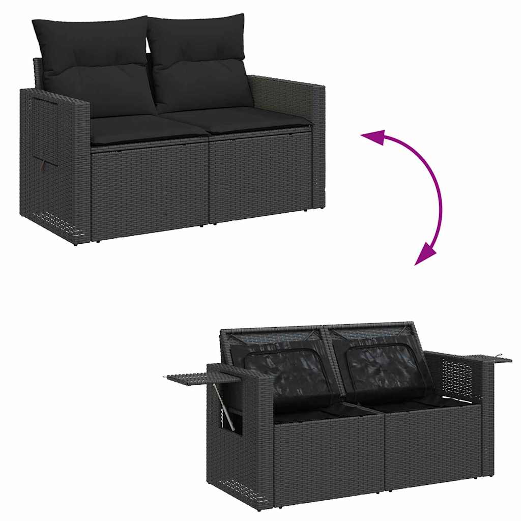 Garden Sofa Set with Cushion Manual 8 pcs Black 90 x 55 x 71 cm