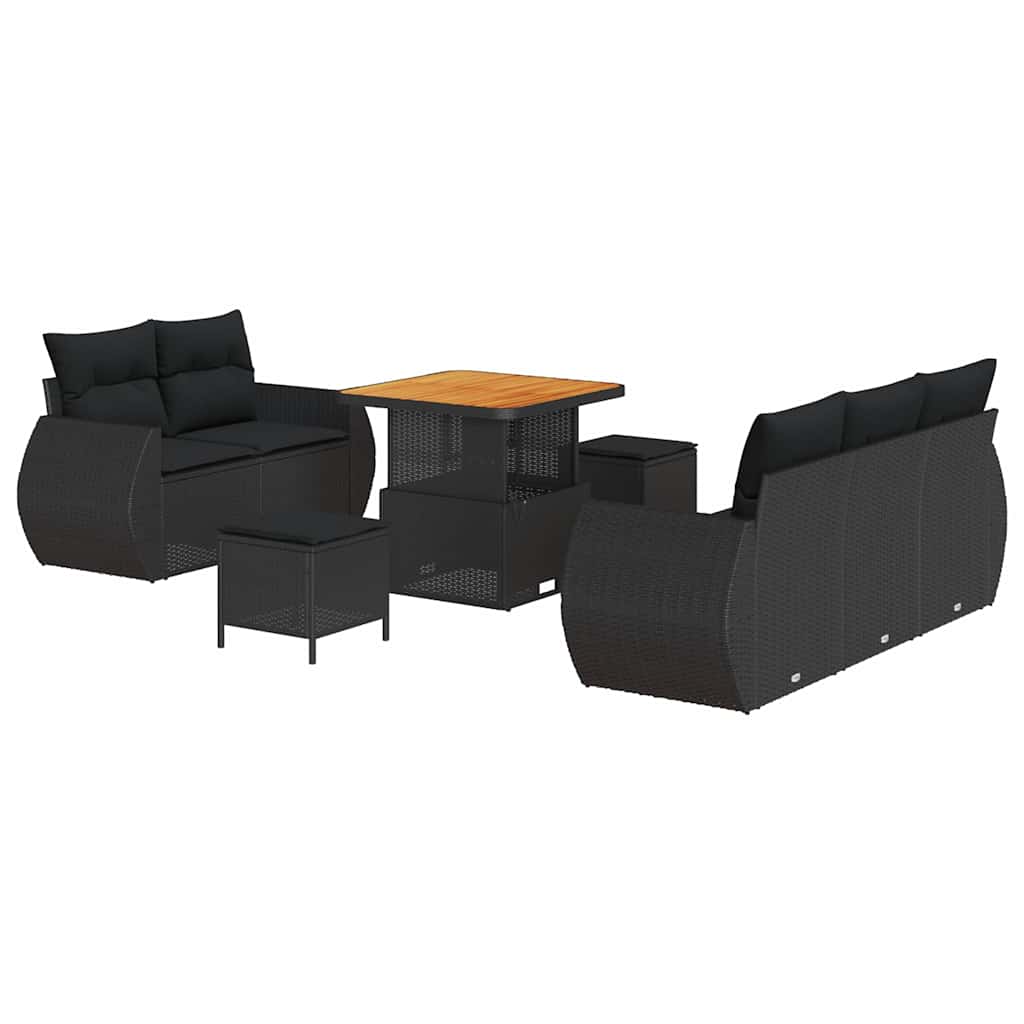 Garden Sofa Set with Cushion Manual 8 pcs Black 80 x 80 x 71 cm