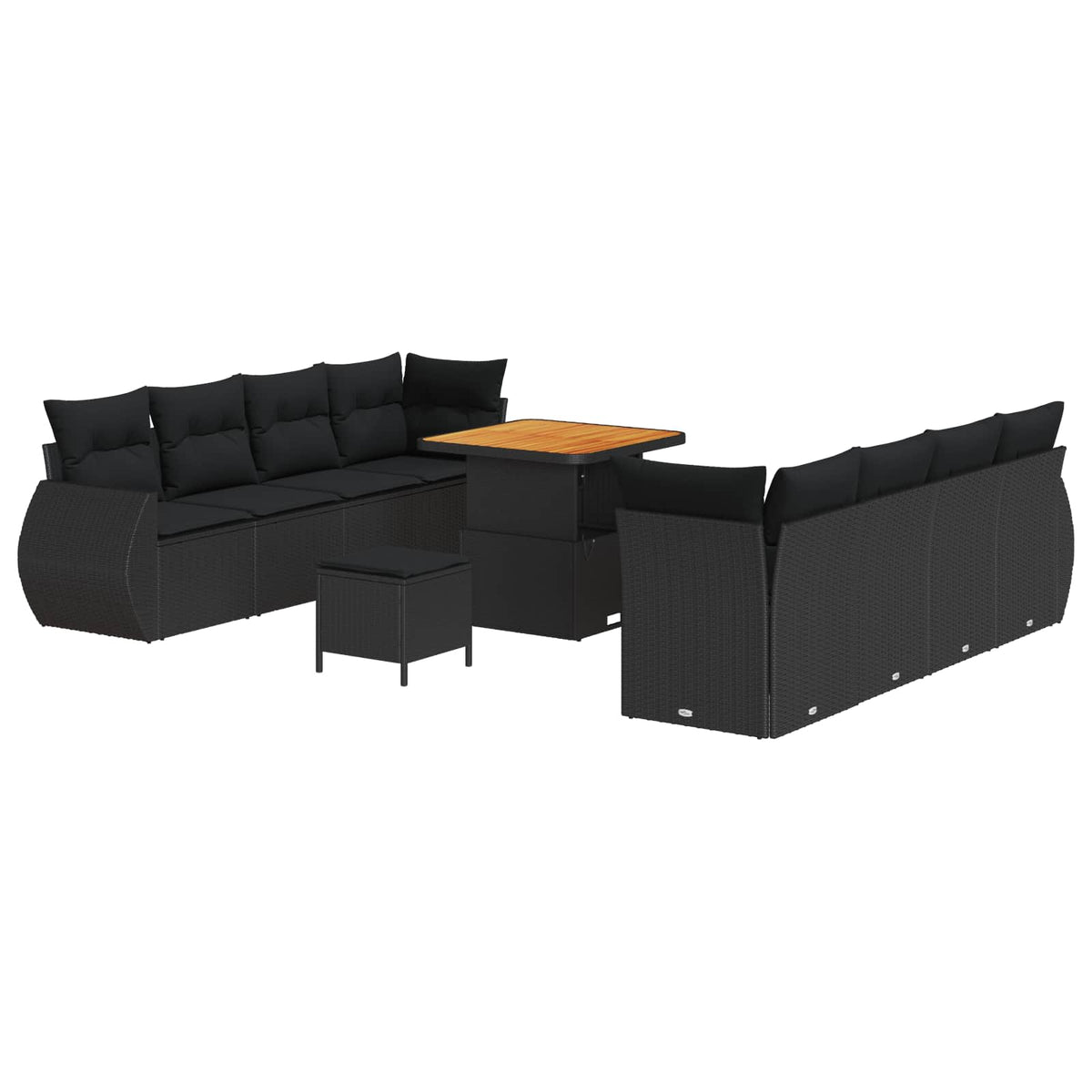 Garden Sofa Set with Storage 11 pcs Black Poly rattan