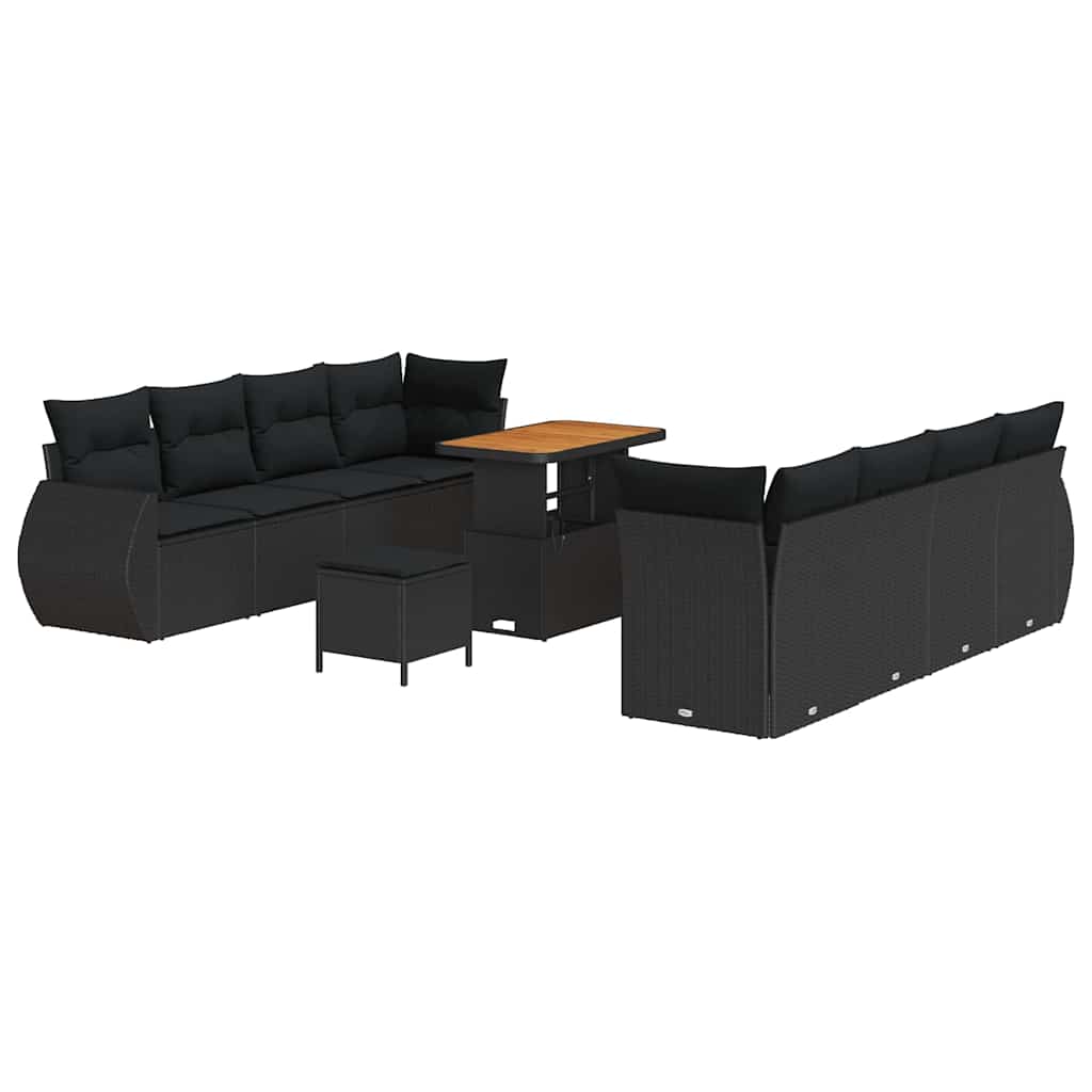 Garden Sofa Set with Storage 11 pcs Black Poly rattan
