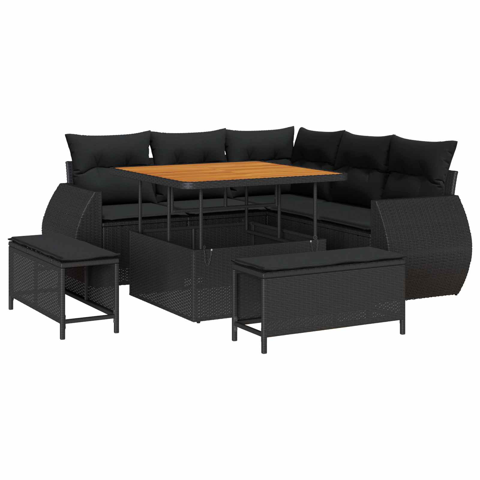 Garden Sofa Set with Cushion 8 pcs Black Poly Rattan