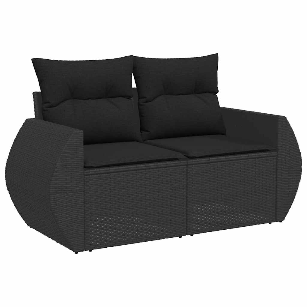 Garden Sofa Set with Cushion 9 pcs Black 90 x 55 x 71 cm