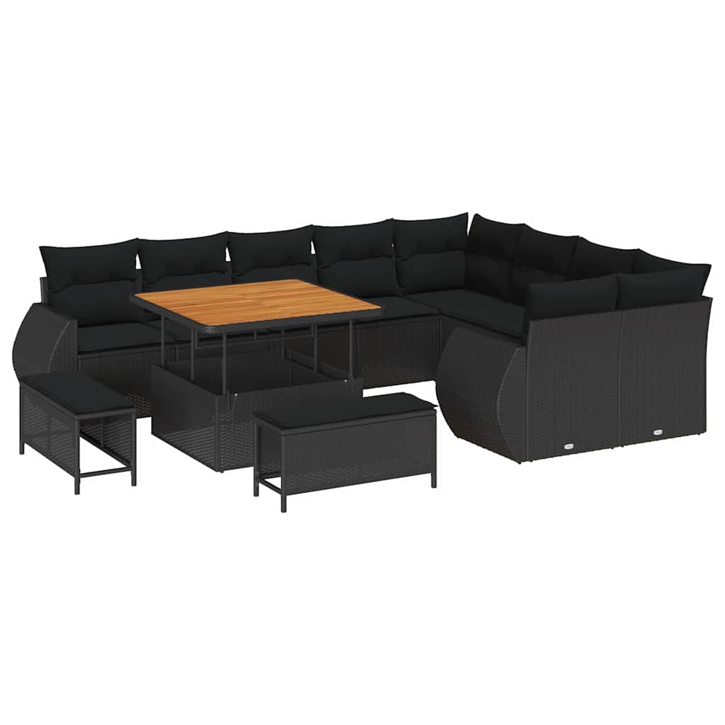 Garden Sofa Set with Cushion 12 pcs Black 100 x 100 x 71 cm