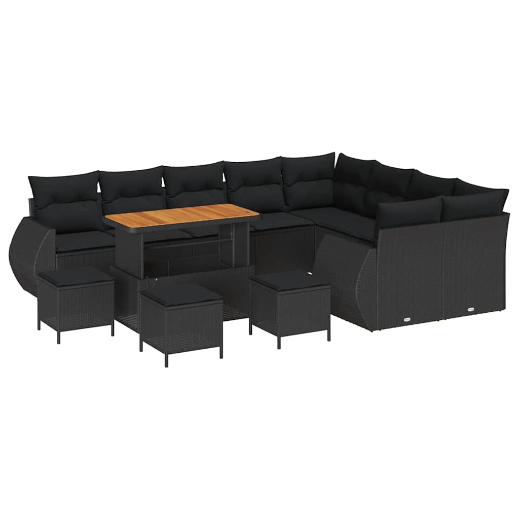 Garden Sofa Set with Cushion 13 pcs Black 110 x 55 x 71 cm