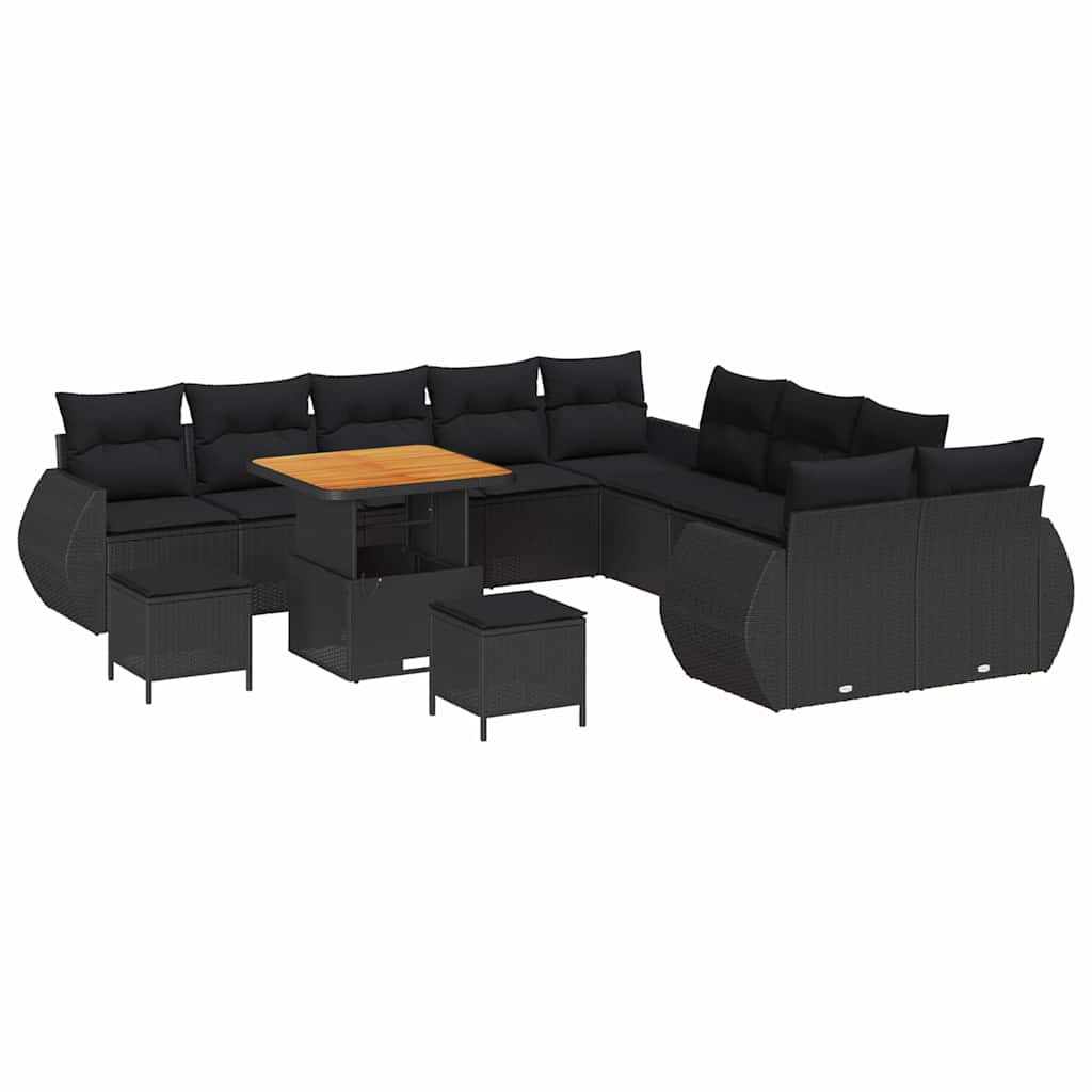 Garden Sofa Set with Cushion 13 pcs Black 80 x 80 x 71 cm