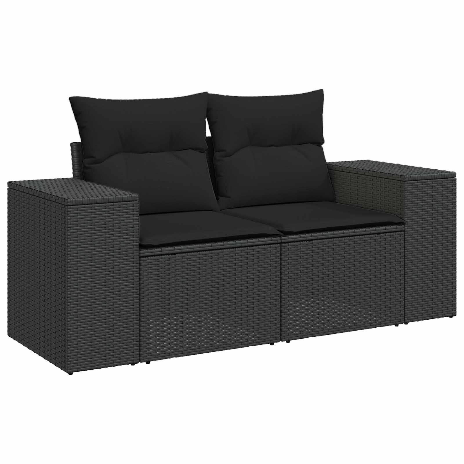 Garden Sofa Set with Cushion with Storage 9 pcs Black