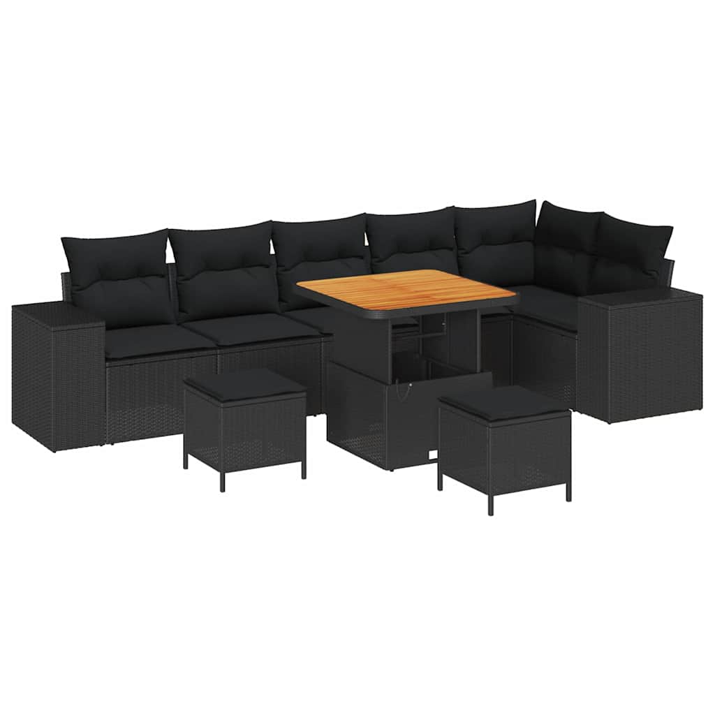 Garden Sofa Set with Cushion 9 pcs Black 100 x 100 x 71 cm